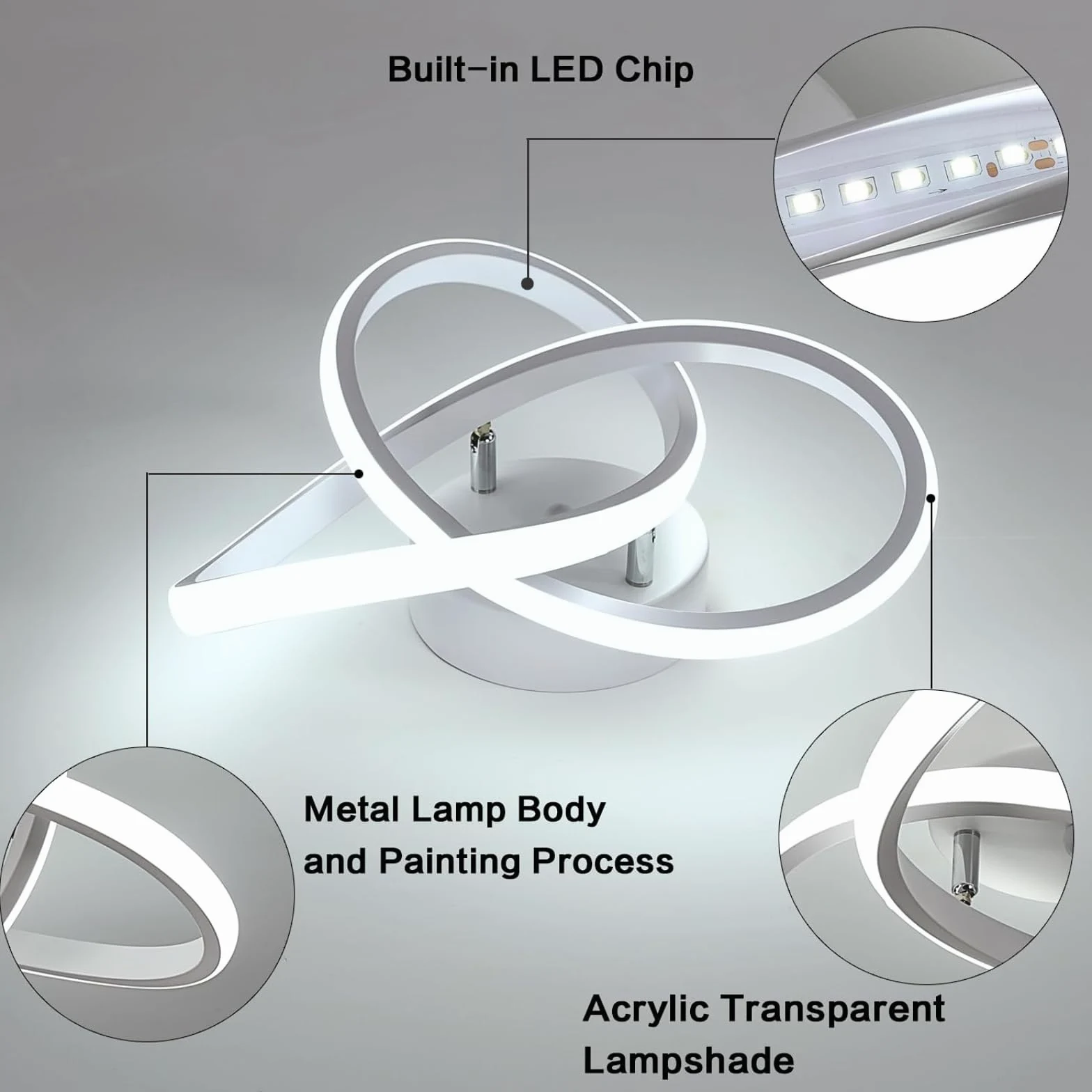 Comely Plafoniera LED rotonda a Soffitto, bianca, potenza di 30W, con Design Moderno a intreccio. Luce bianca fredda 6500K, adatta ad Corridoio, Cucina, Camera da Letto o Soggiorno,30cm.