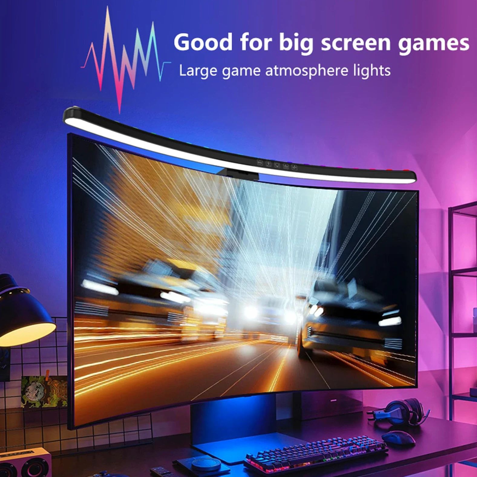 Luce per Monitor Retroilluminazione RGB, Lampada da Scrivania Curva per Monitor per Computer a Doppia Sorgente Luminosa 2 in 1 Lampada da Scrivania per Ufficio da Gioco con Luce