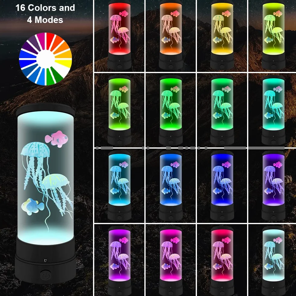 Medusa Lampada Lava Led, Tranquilla Stato d'animo Medusa Acquario, 16 Colori che Cambiano Telecomando Lampada Elettrica per Meduse per Decorazioni per la casa e Regali per Adulti e Bambini