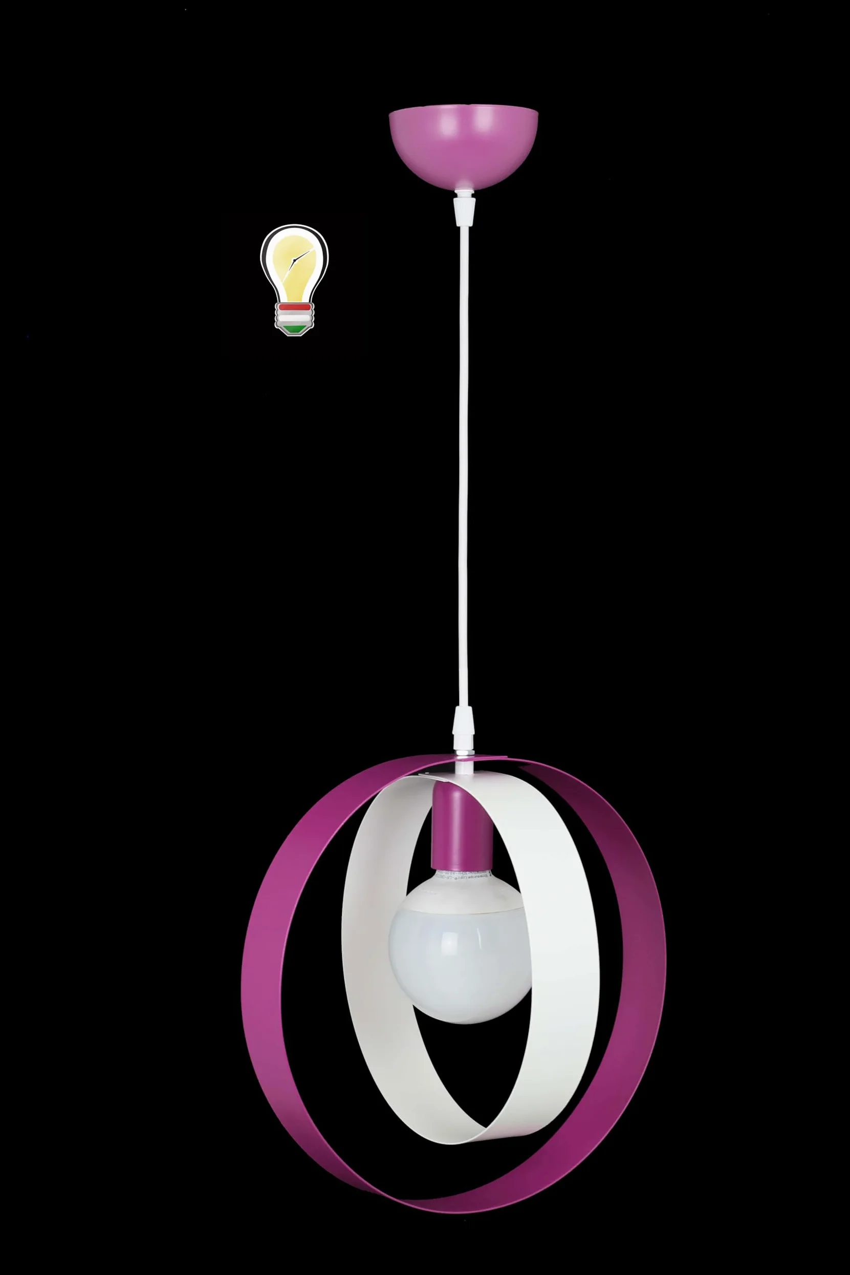 Generico ORALAMP Lampadario a Sospensione Stile Moderno in Ferro Vari Colori, Lampadario per Cameretta, Camera da Letto, Soggiorno PAT/1/S (Bianco Fucsia)