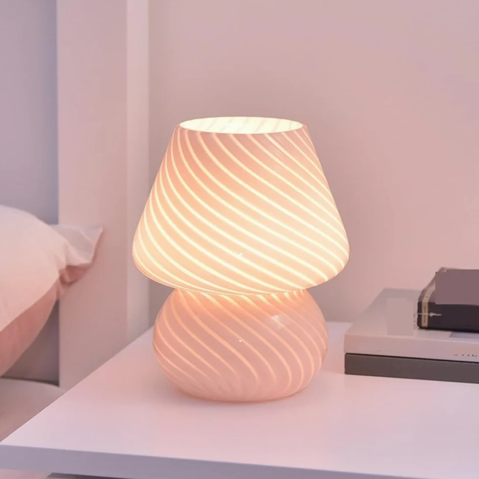 Lampada da comodino Lampada da tavolo in vetro semplice, comodino, camera letto, studio, decorazione, luce notturna Lampade per la camera da letto