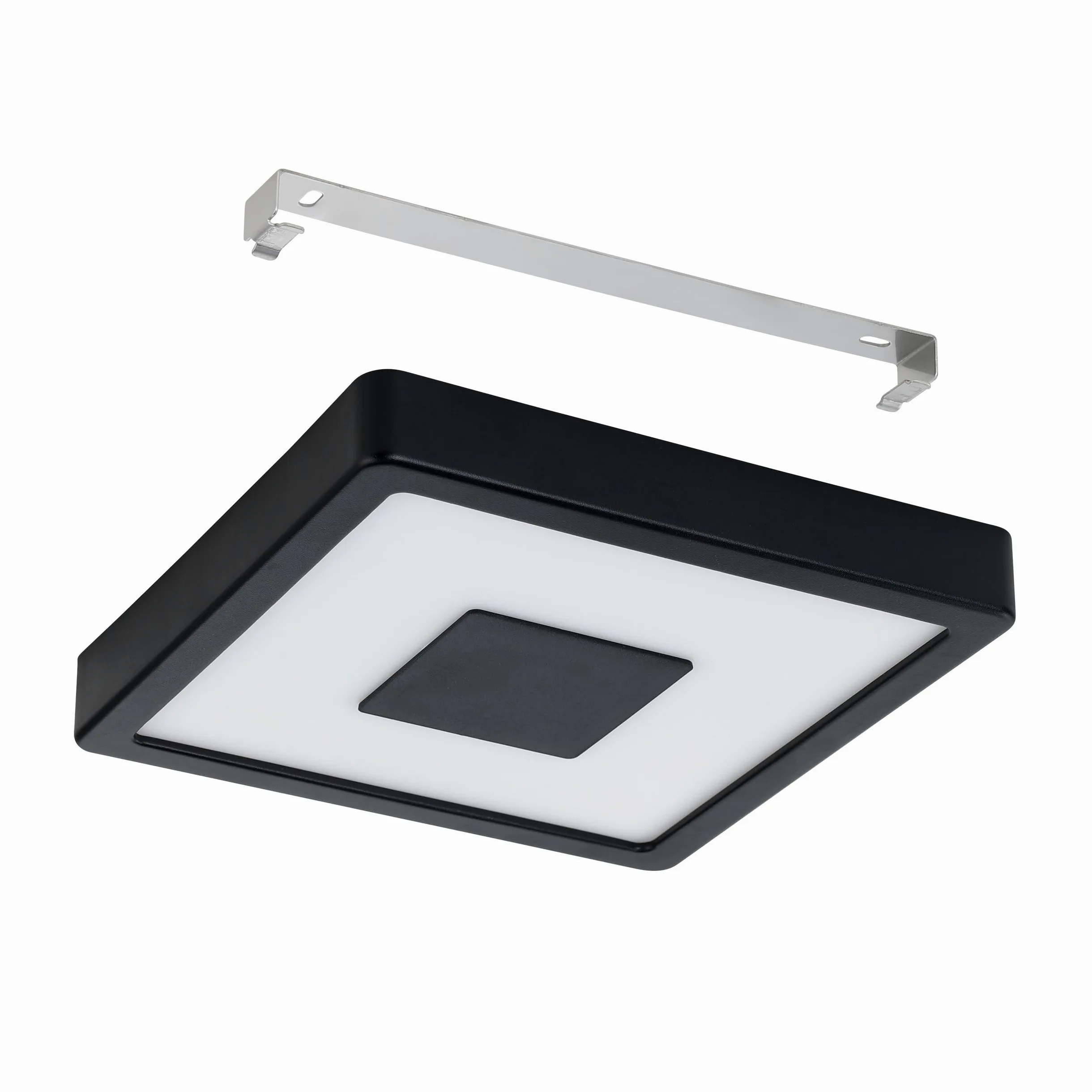 Eglo Plafoniera Iphias 2, luce a LED per esterni da muro o soffitto, metallo nero e plastica bianca, luce bianca calda, IP44, 21 cm