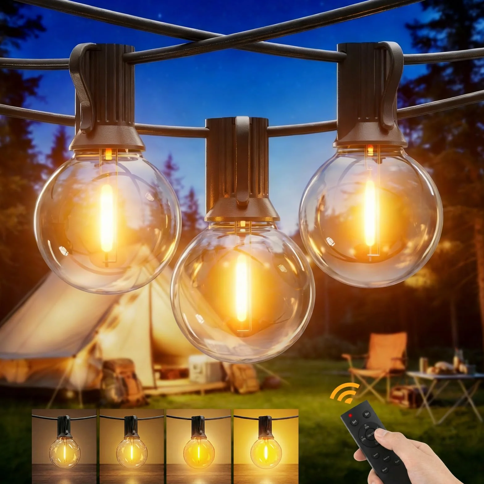 Yuusei Catena Luminosa Esterno, 24.4M Luci da Esterno Giardino, Telecomando | IP45 Impermeabili, 30+1 G40 Lampadine LED Globo Infrangibili per Gazebo, Balcone, Pergolato, Patii, Matrimoni e Feste