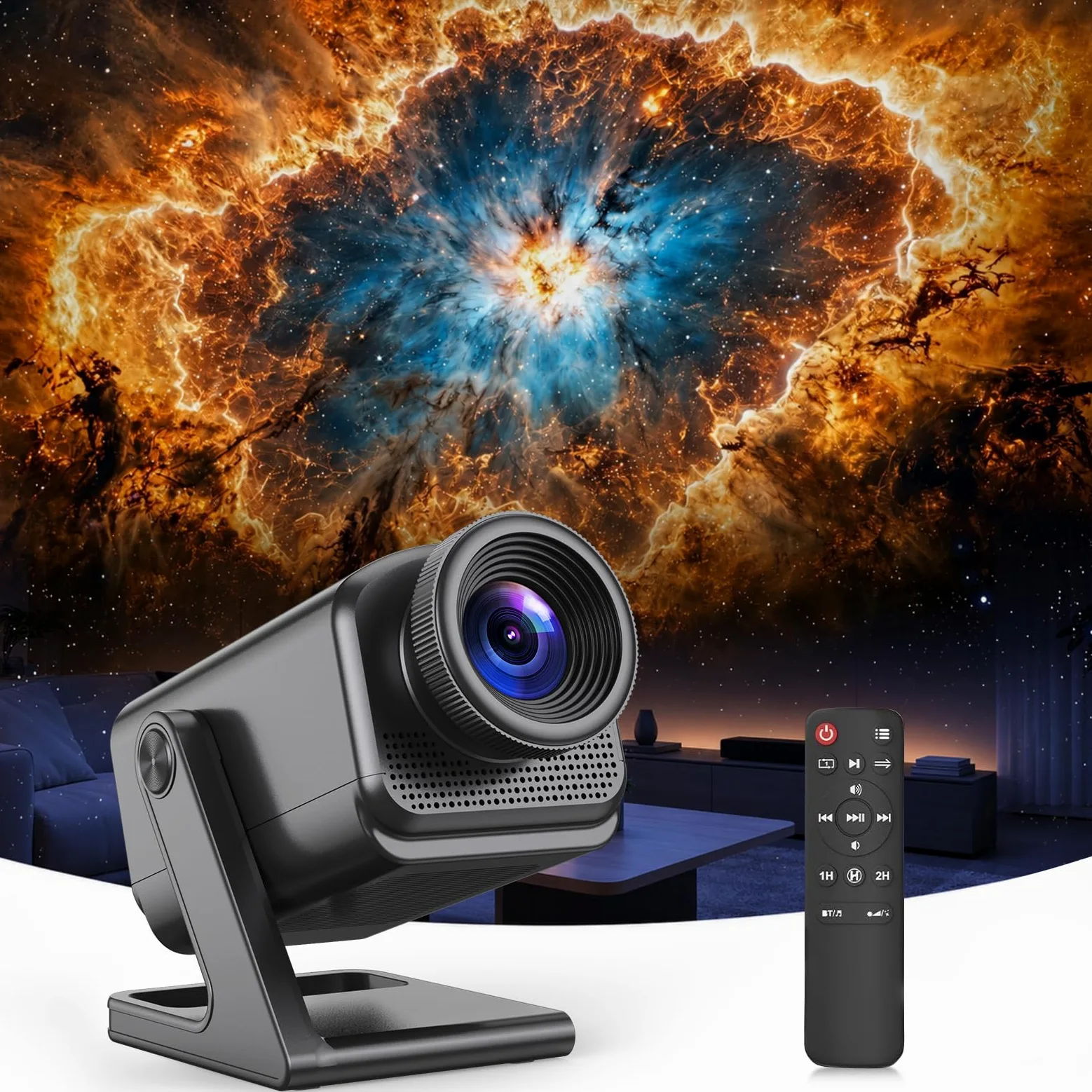 PRANITE Proiettore 3D Nordlicht 60 temi HD Galaxy Proiettore con altoparlante Bluetooth, timer remoto, luce notturna camera da letto, festa, bambini, compleanno adulto | Scene dinamiche: cielo stellato, oceano, feste, ecc., telecomando e timer.