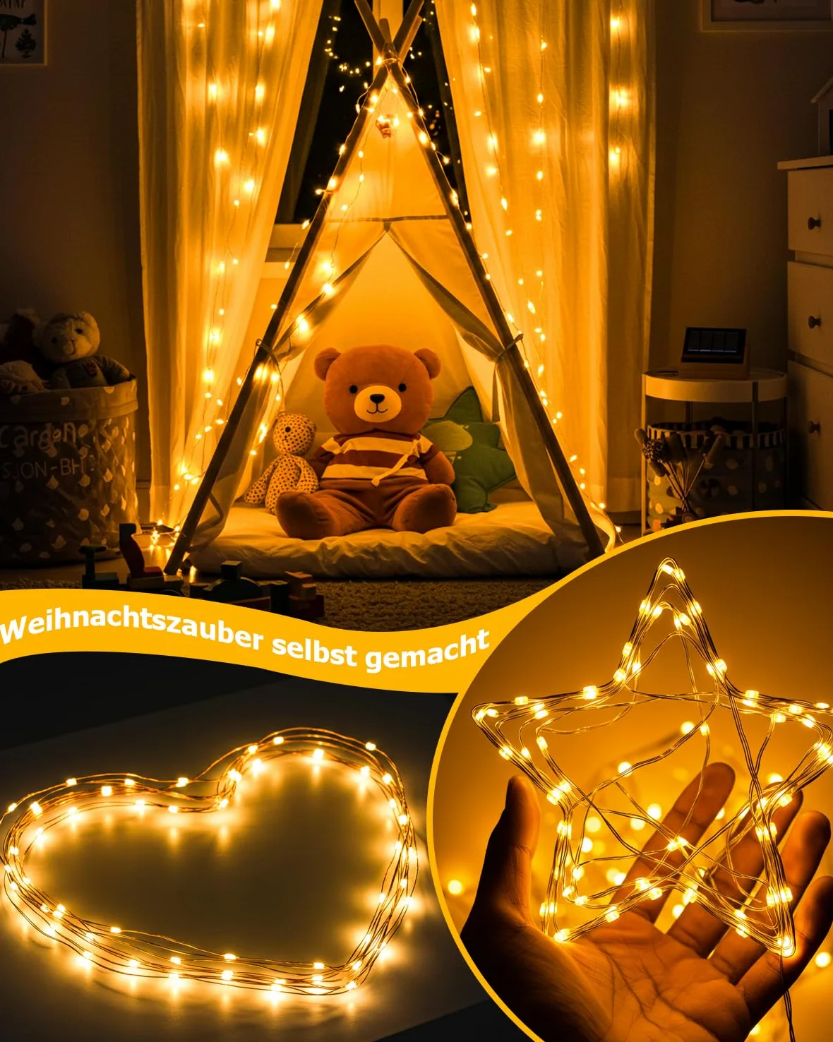 Bzavor Catena luminosa da 100 m, 1000 LED, per interni con spina e funzione memoria, per esterni, corrente in filo di rame con timer 8 modalità, IP65, impermeabile, per Natale, stanza, feste