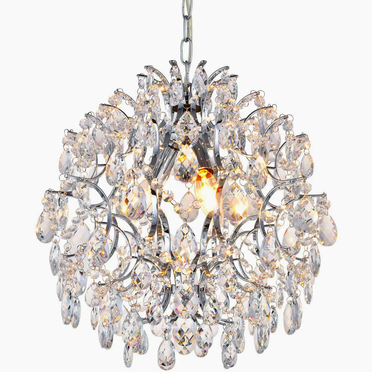BESTIER Lampadario moderno a sospensione Cristallo goccia di pioggia Lampada da soffitto a soffitto Apparecchio per sala da pranzo Bagno Camera da letto Soggiorno 3 E14 Lampadine Diametro