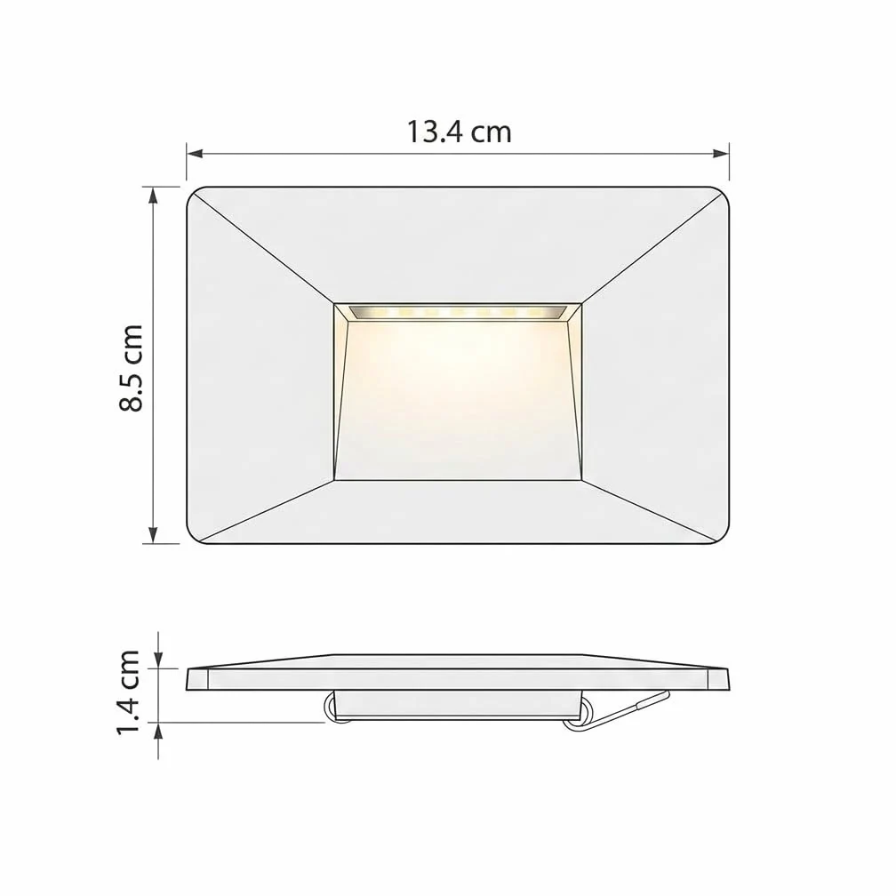 MAKA Faretto Segnapasso LED 3W IP65 da Parete 220V CCT Switch 3000K-6400K 270lm Rettangolare Luce Scala Interno Esterno Illuminazione Segnapasso Moderna (5 Pezzi)