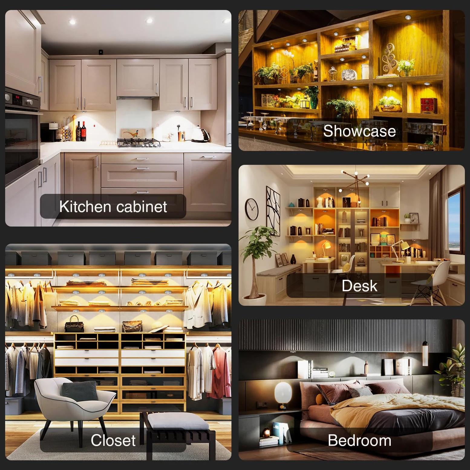 illuminazione a LED per vetrine senza fili con telecomando, faretti LED ricaricabili da 2000 mAh, 3 temperature di colore dimmerabili, luce sottopensile, luce per armadio, sottopensile cucina