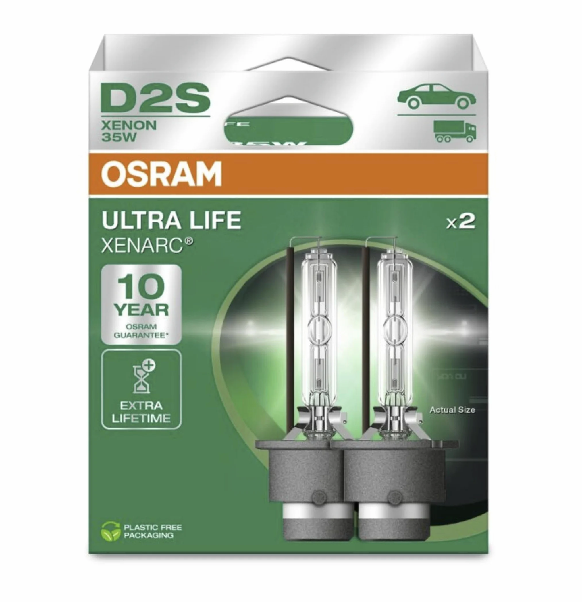 OSRAM XENARC® ULTRA LIFE, D2S, lampade per proiettori allo xeno, scatola pieghevole sospesa (2 lampade)