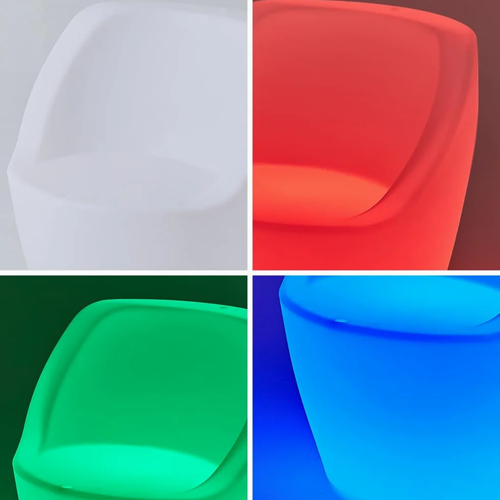 Lampada da giardino a LED luminosa poltrona tavolo economica con telecomando. Ricaricabile RGBW luminosità regolabile Nuovo Chic LED Mobili (YXF-6372 Poltrona angolare)