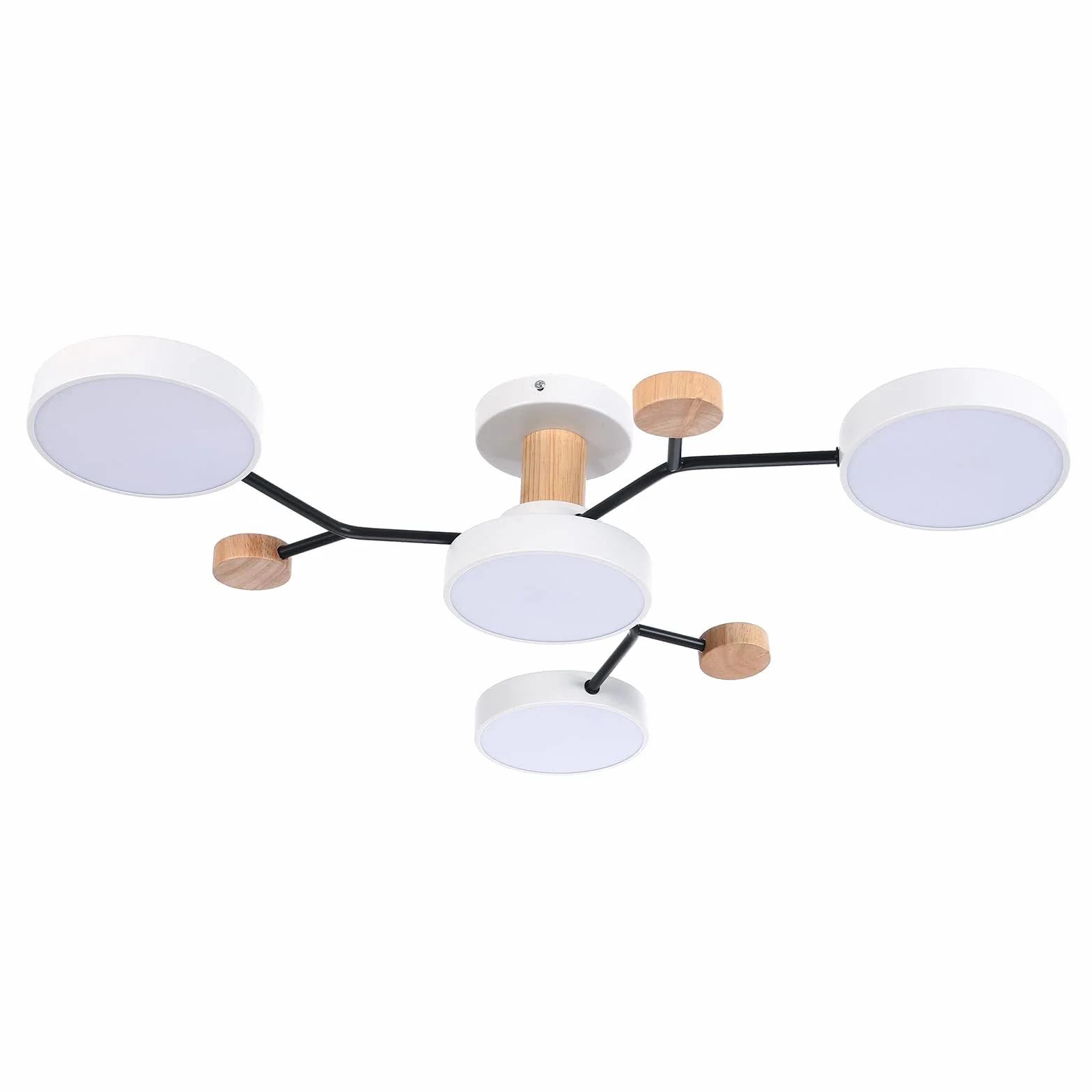 4 teste LED soffitto, 36W bianco neutro 4500K, legno Decor soffitto lampadario Ø66cm per soggiorno cucina sala da pranzo casa ufficio camera dei bambini