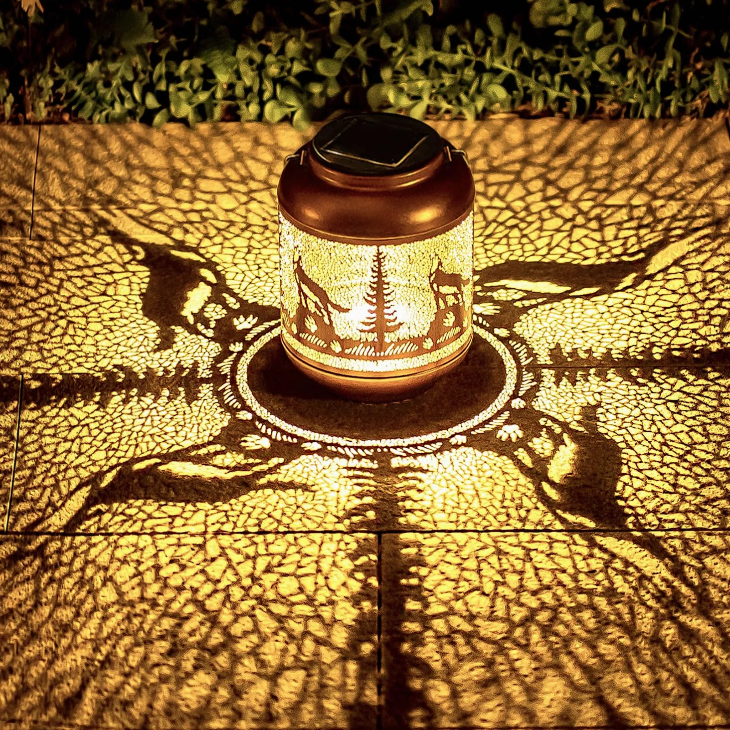 Lanterne solari a forma di lupo per esterni, impermeabili, da appendere, regalo per donne/uomini/amanti dei lupi, in metallo, decorative, a LED, per decorazione da giardino, patio, prato, sentiero,