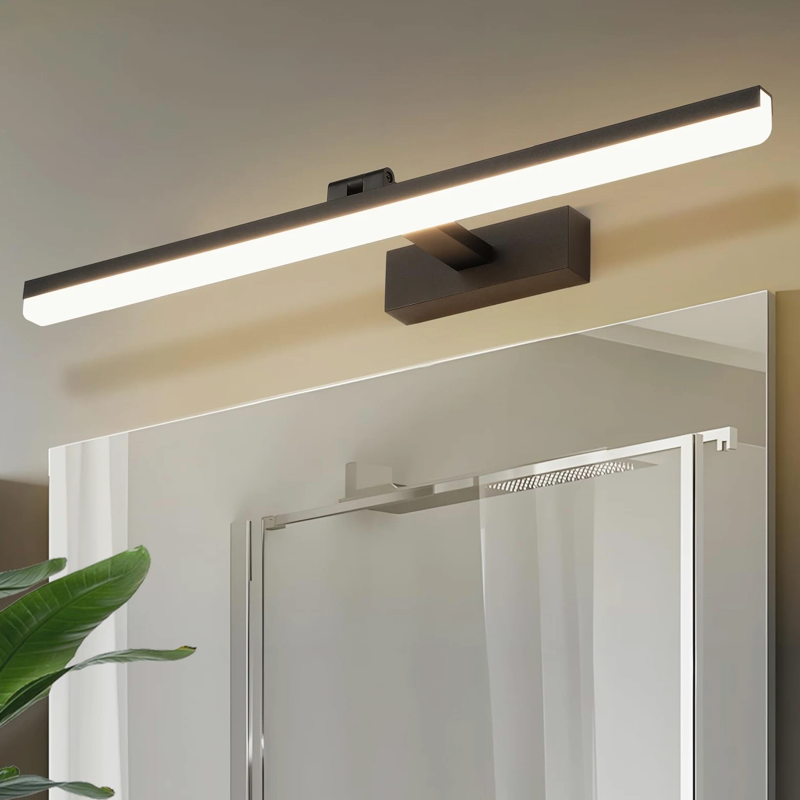 LED Lampada a Specchio 60cm, 18W IP44 Lampada a Specchio Bagno, Lampada da Lampada Da Parete Alluminio Bagno Lampada Da Parete Bagno, Bianco Naturale 4000K, Nero