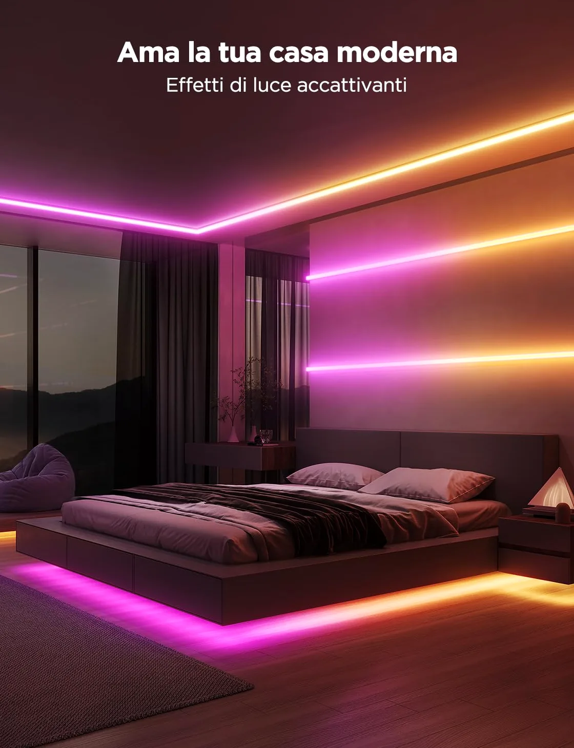 Govee RGBIC Striscia LED con Copertura, 5M LED Profilo con Luci Intelligenti Funzionano con Alexa e Google Assistant, Tagliabile e Collegabile, per Camera da Letto, Battiscopa, Studio, Mobiletto