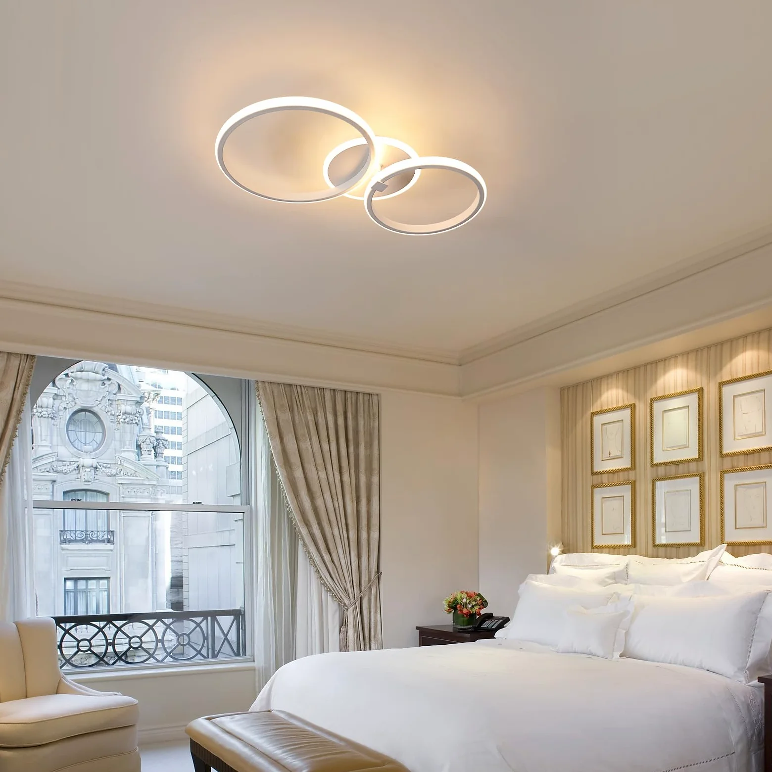 DELIPOP Plafoniera LED Moderno, 42W 4725LM Lampada da Soffitto Rotondo, Lampadario LED Luce Calda 3000K per Soggiorno Camera da Letto Cucina, Bianco