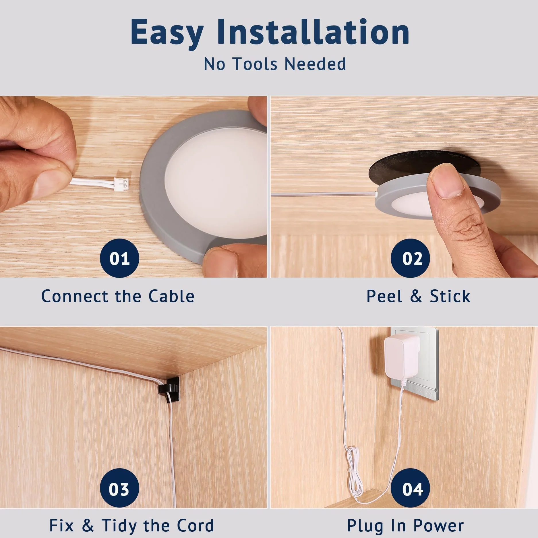 V4light Puck Smart Plug Lights, illuminazione sotto armadio per cucina, controllo app, voce e gesti, compatibile con Alexa e Google Home, luce dimmerabile calda a freddo, confezione da 4