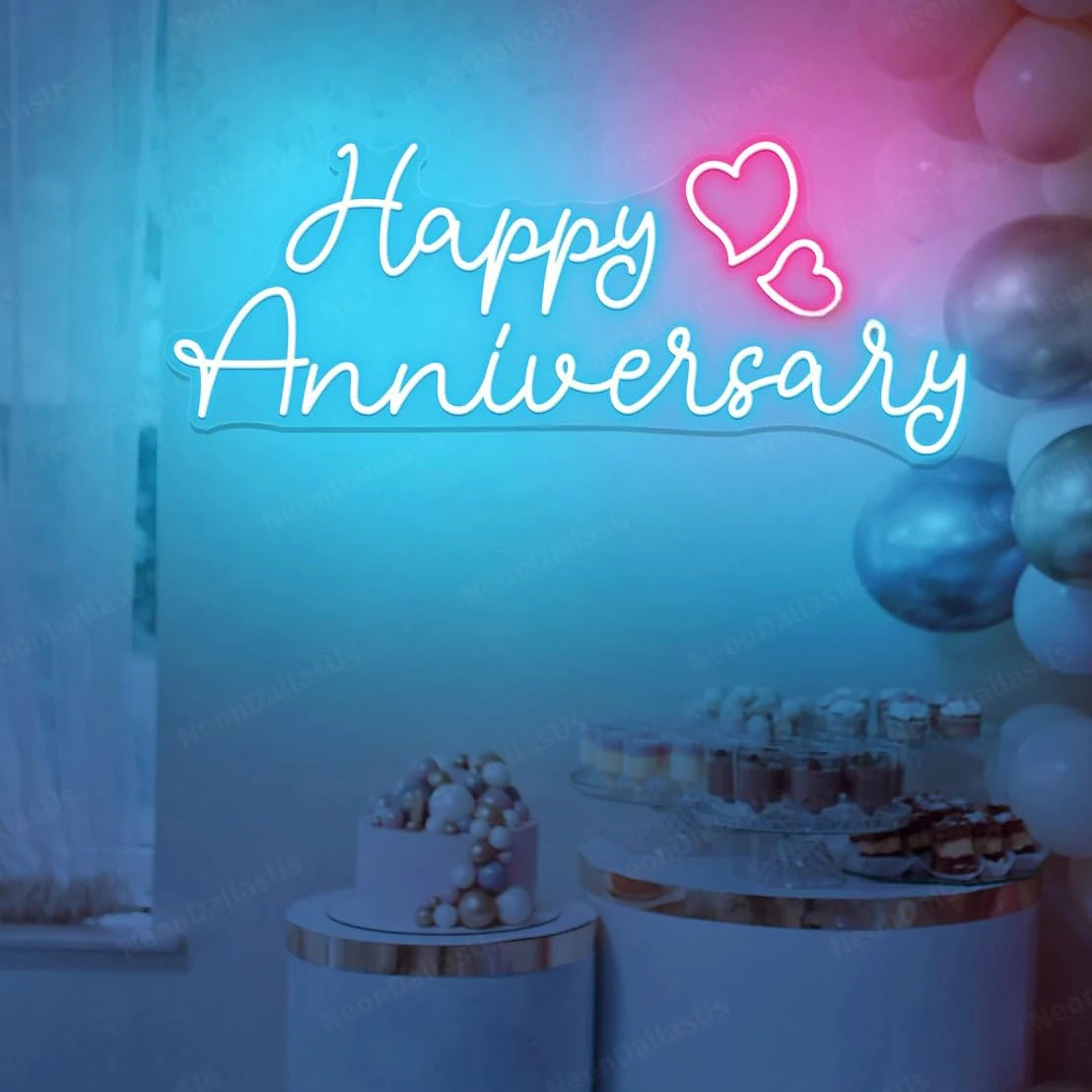 Happy Anniversary - Targa al neon Happy Anniversary LED, luce Happy Anniversary, targa per matrimoni, celebrazioni, feste, decorazioni per coppie, regali