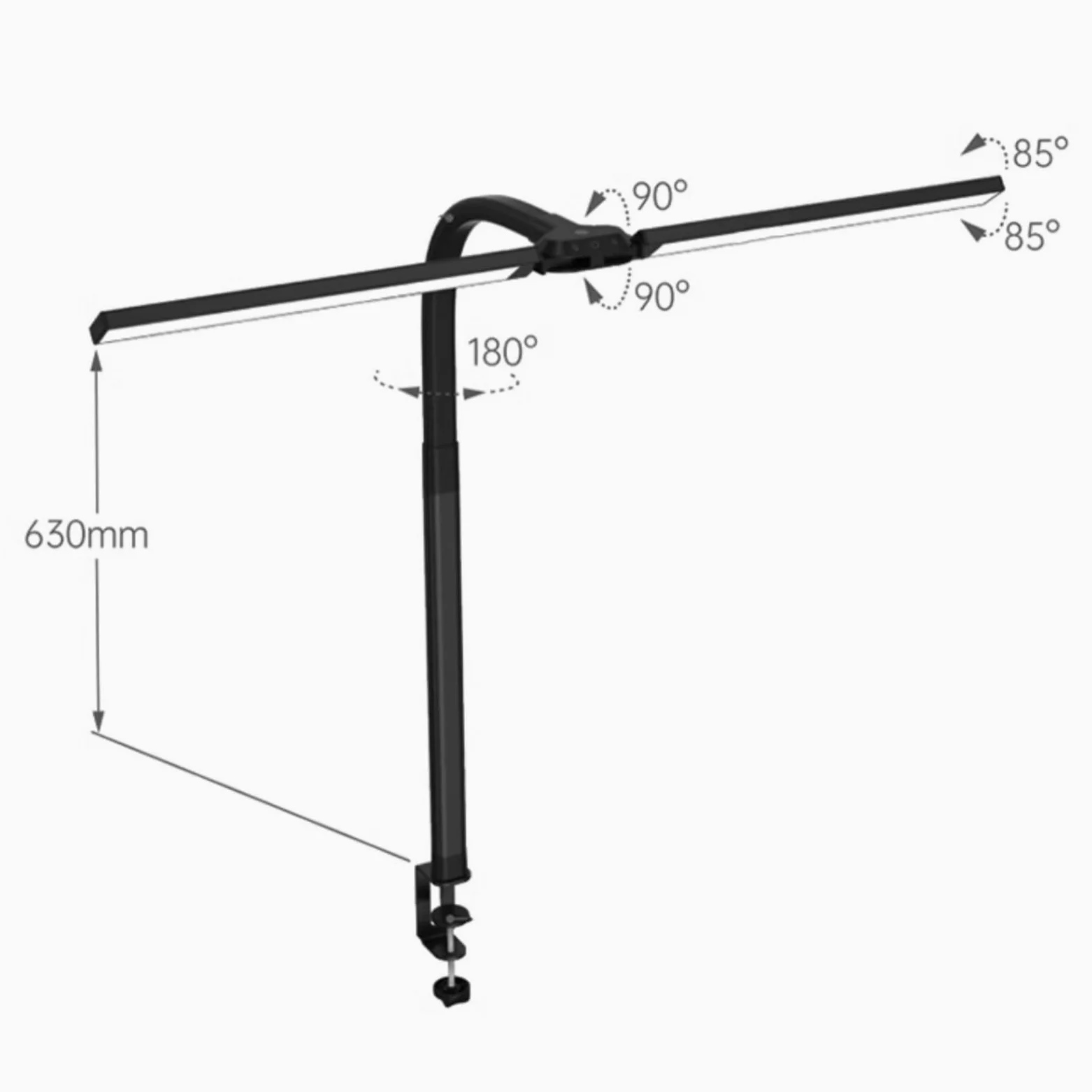 Lampade da scrivania Lampada da scrivania a morsetto, lampada a LED a doppia testa, 10 modalità di illuminazione e livelli di luminosità, collo cigno flessibile per monitor, lampade protezione degli
