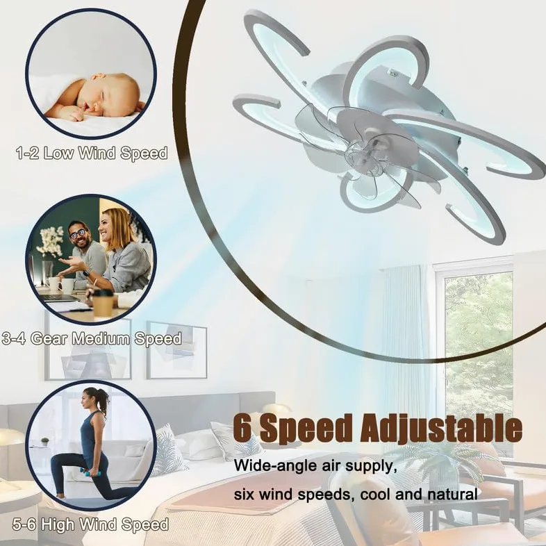 Silenzioso Led Ventilatore Da Soffitto Con Luce, Dimmerabile Lampadario Ventilatore Design Moderno, 6 Velocita Telecomando Timer Plafoniera Con Ventilatore Bambini Soggiorno Camera Da Letto Bianco