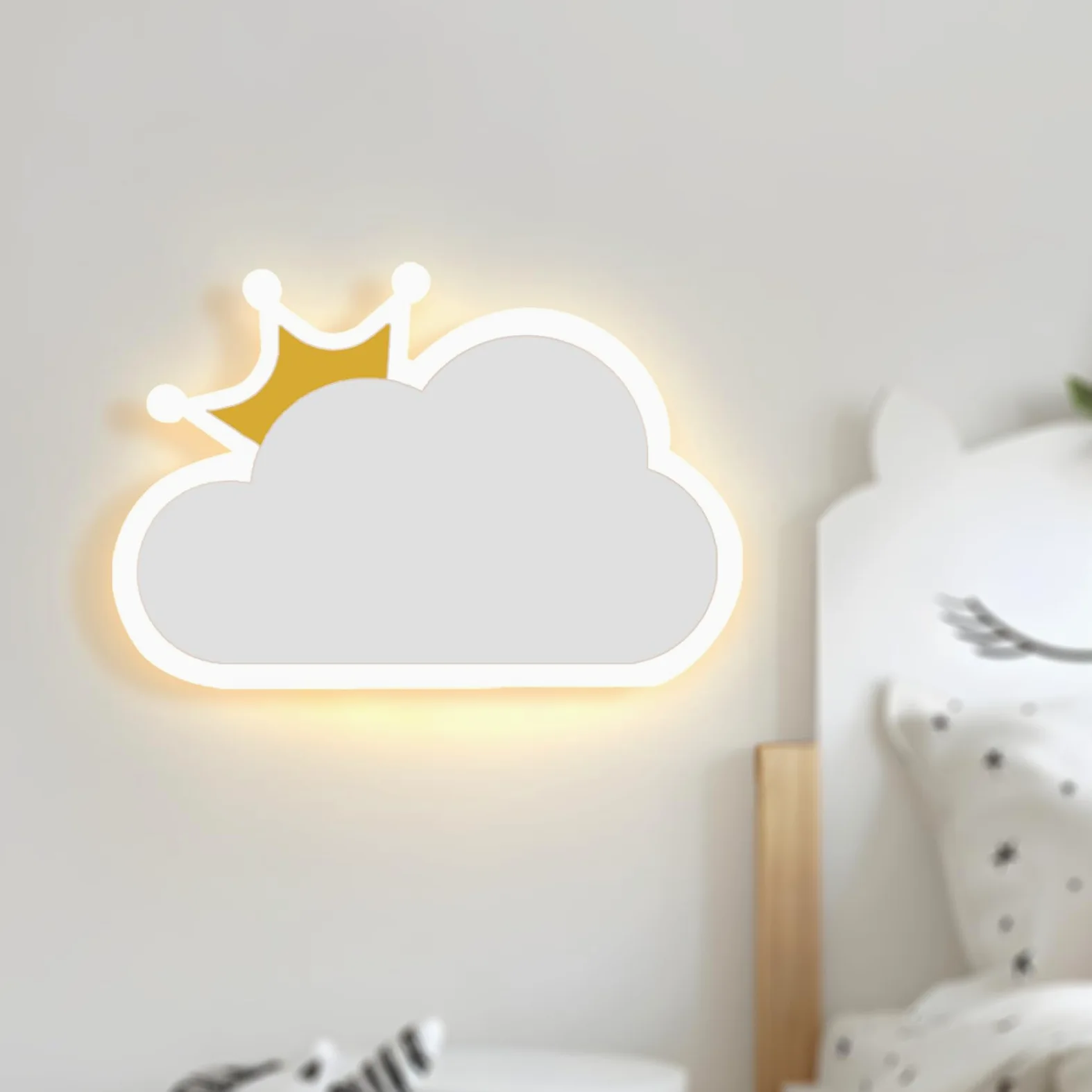 Applique da Parete Interno 14W 1550LM Lampada da Parete Interno a Forma di Nuvola,Bianco Caldo Bianco Neutro Bianco Freddo Tricolore, 220V Applique Cameretta Bambina (Bianco