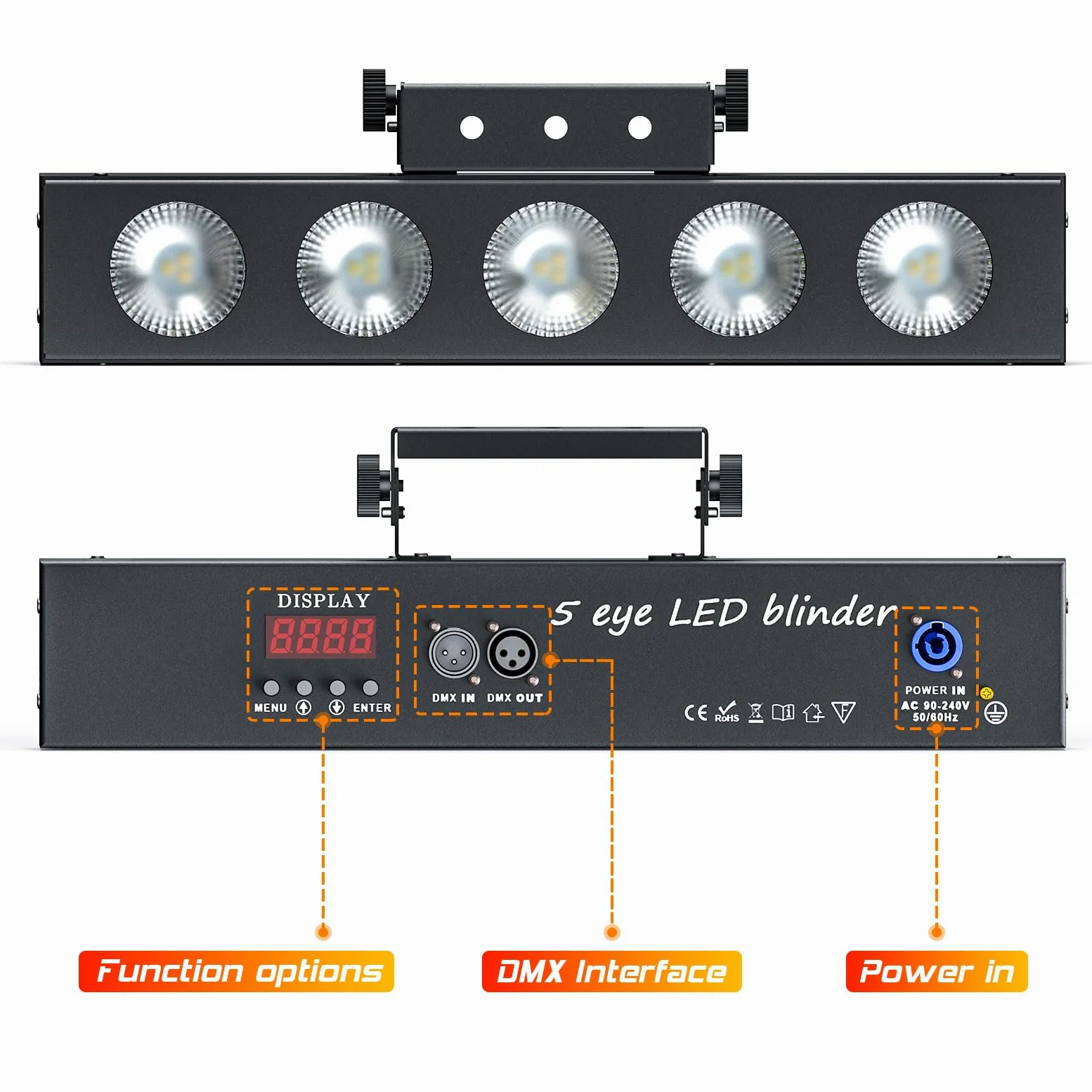 Barra Luminosa Wallwasher 60W, 5 PCS 4-in-1 RGBW COB LED Luce di Festa DJ Luce, Wallwasher dmx Effetti per Discoteca, Nozze, Interni/Esterni, Halloween DJ, 2 pezzo