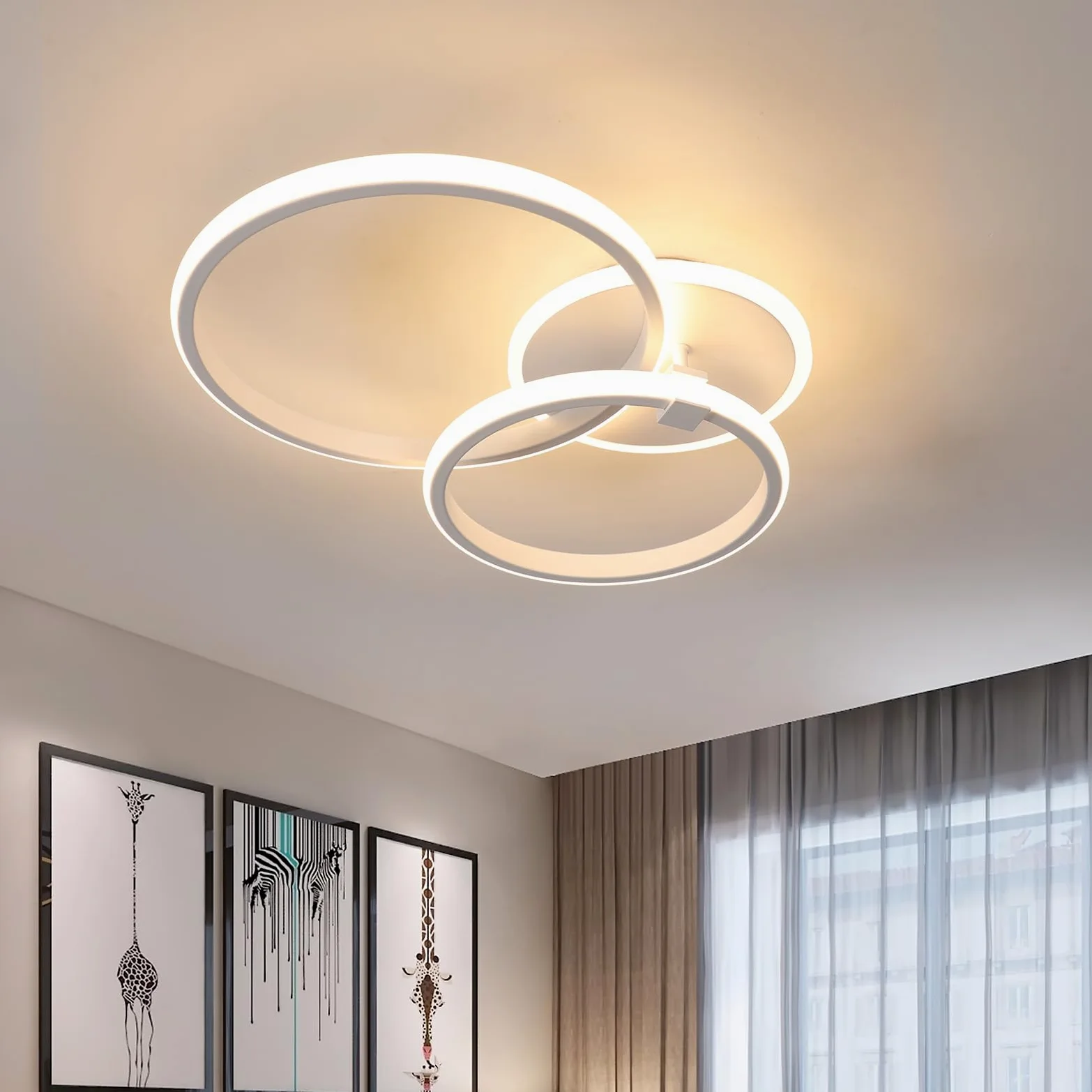 DELIPOP Plafoniera LED Moderno, 42W 4725LM Lampada da Soffitto Rotondo, Lampadario LED Luce Calda 3000K per Soggiorno Camera da Letto Cucina, Bianco