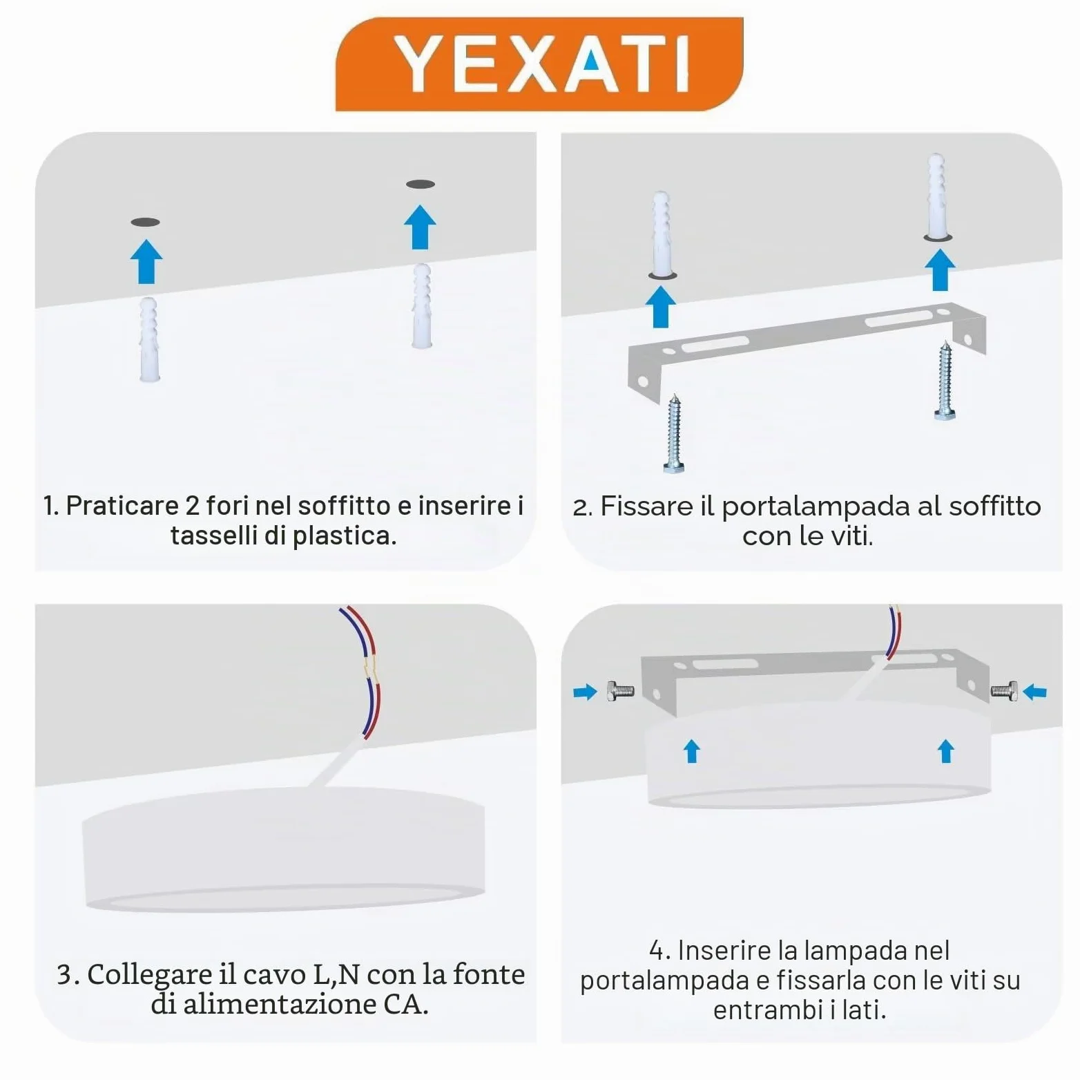 Yexati 6 Pezzi Plafonieraiera LED Soffitto 15W 1800LM, Plafoniera Superficie LED 4500K Bianco Neutro, Driver Incluso. IP44 Angolo 120 para Dormitorio Cocina Salon Baño Comedor 170 * 28Hmm