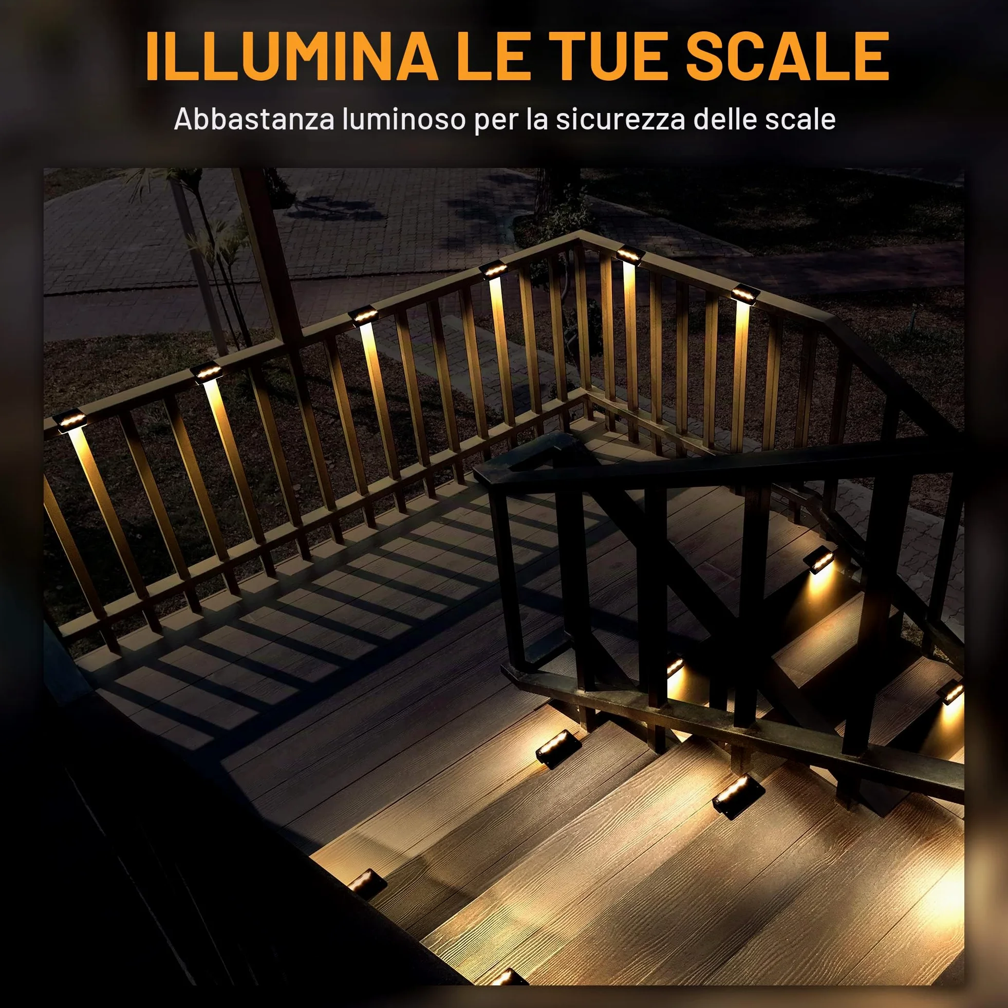 Solpex Lampade solari per esterni, 12 pezzi, luce bianca calda, luci solari impermeabili, illuminazione a LED per scale esterne, decorazione