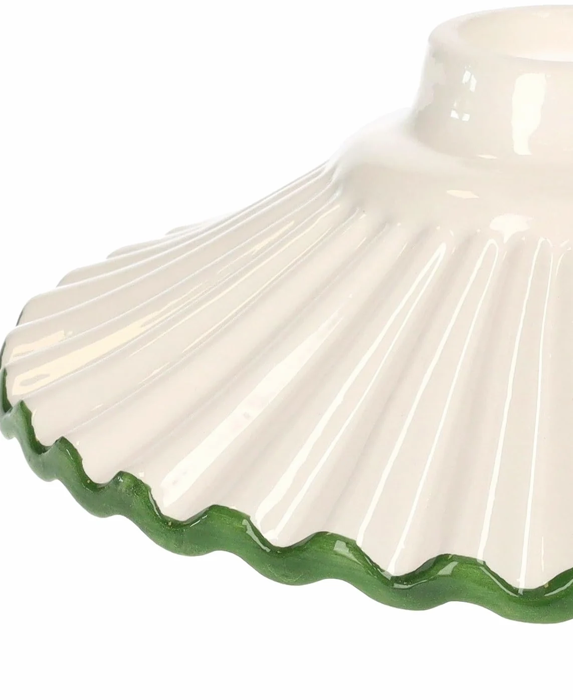 KEYHOME | Paralume in Ceramica Bianca con Bordo Verde