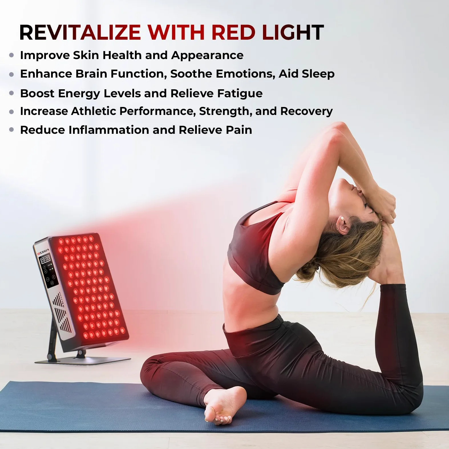 FliKEZE Lampada Infrarossi, 60 LED Luce Rossa Terapia Lampada Infrarossi da (630 nm, 660 nm, 830 nm, 850 nm), Adatto per Uso Domestico, Sport e come Regalo (PRO 60)