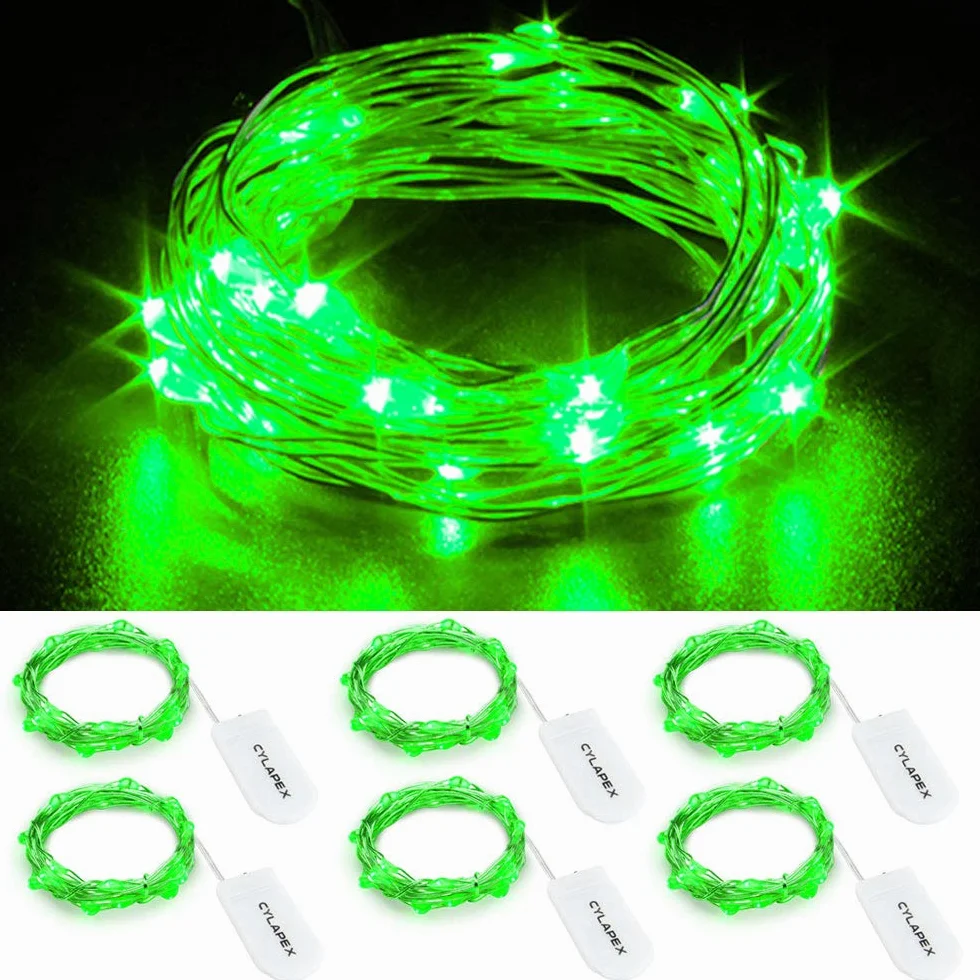 CYLAPEX Confezione da 6 lucine a batteria, 20 LED, 20 luci a LED color argento, lucciola con luna stellata, luci scintillanti per Halloween, barattoli, feste, Natale, centrotavola, decorazioni da