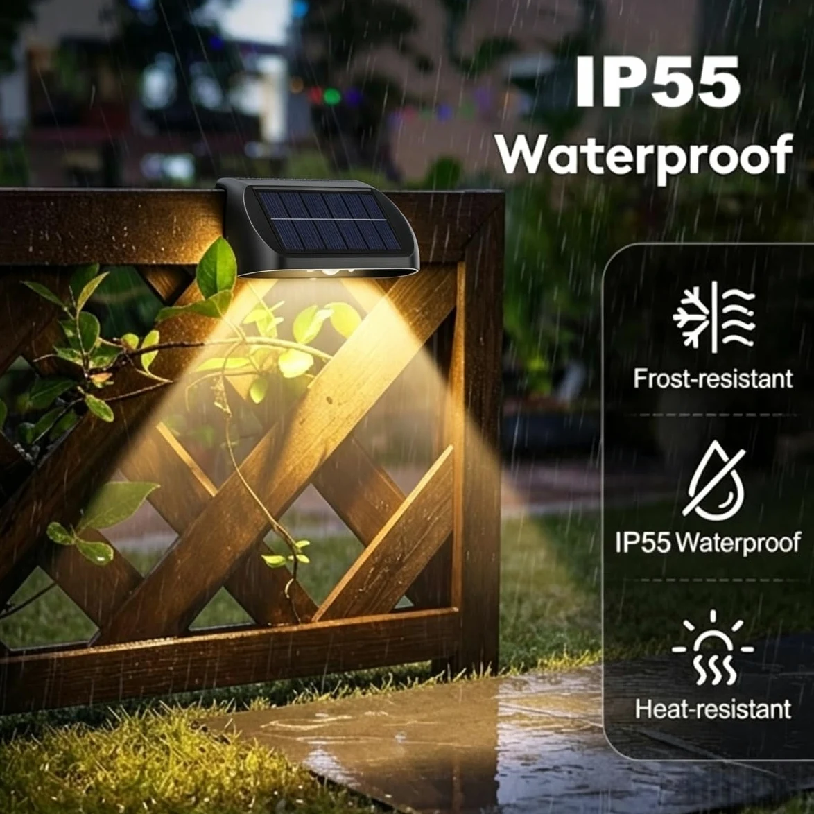 4 Pezzi Luce Solare led Esterno da Giardino, Lampada Solare da Esterno, IP55 Impermeabile Faretti, Applique da Parete, Segnapasso per Scale, Patio, Terrazzo, Vialetto (Bianco Caldo)