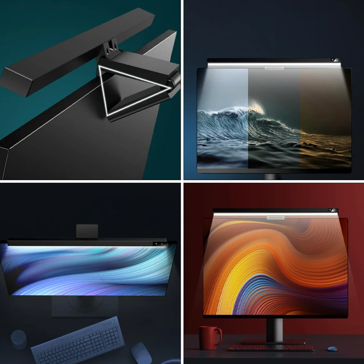 OSALADI Lampada per Monitor Nero in Abs Protezione Vista e Aumento Efficienza Lavoro per Gaming Computer e Uso Domestico