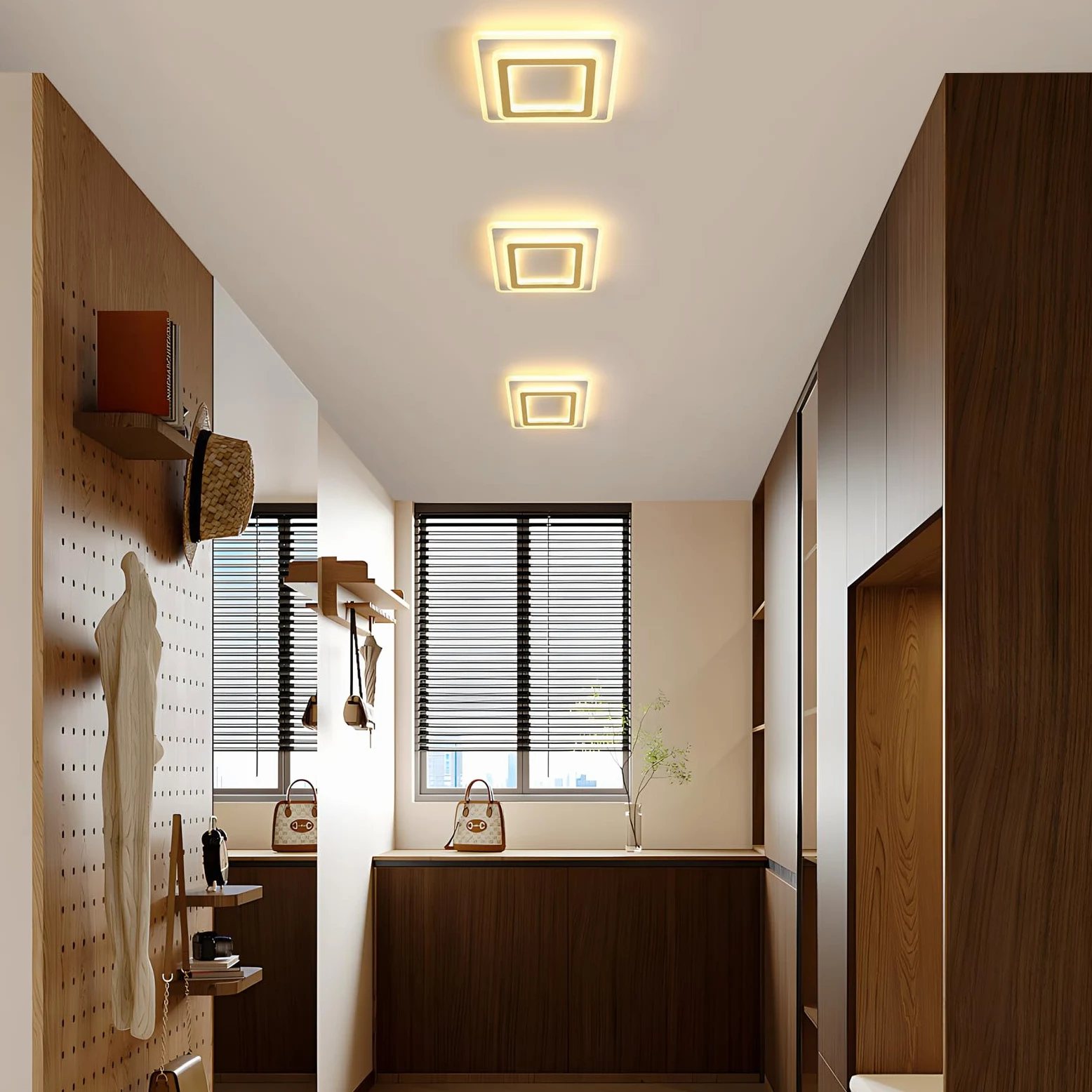 Goeco Plafoniera LED Soffitto Moderna Oro, 44W Lampada da soffitto Quadrata, 3000K Bianca Caldo Plafoniera in Acrilico per Soggiorno, Camera da Letto, Cucina, Corridoio, 29CM