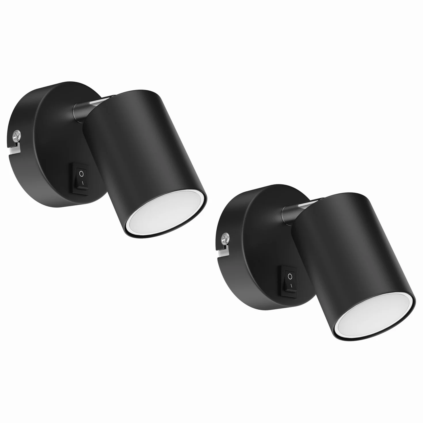 ledscom.de 2x spot a parete WAIKA con interruttore nero opaco GU10 Lampada LED bianco caldo a 3 livelli di dimmerazione: max. 500lm cad.