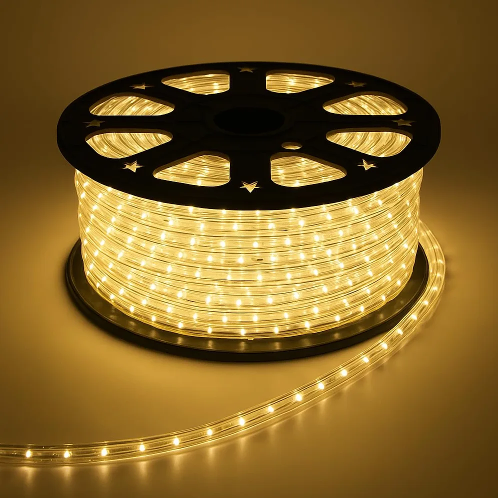 Silamp Bobina 50 metri TUBO LED luminoso luce bianca Calda 220v IP65 LUCE FISSA 2pin