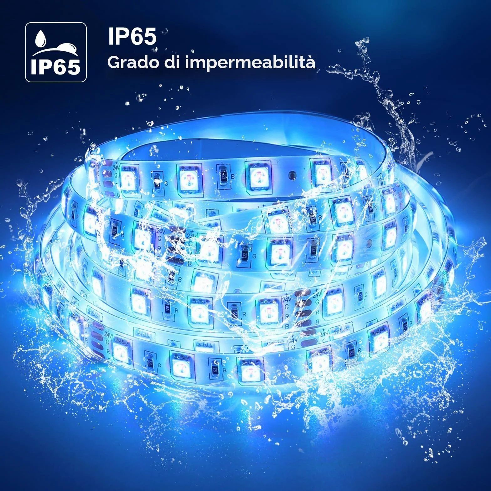 LUXONIC Impermeabile Striscia LED 10m(2X5M), 60 LED/m, 600 LED Super Luminoso, 24V 5050 RGB Esterna Flessibile Luci LED Colorate, APP e Telecomando, Sincronizzazione Musicale, per Cucina, Feste, Bar