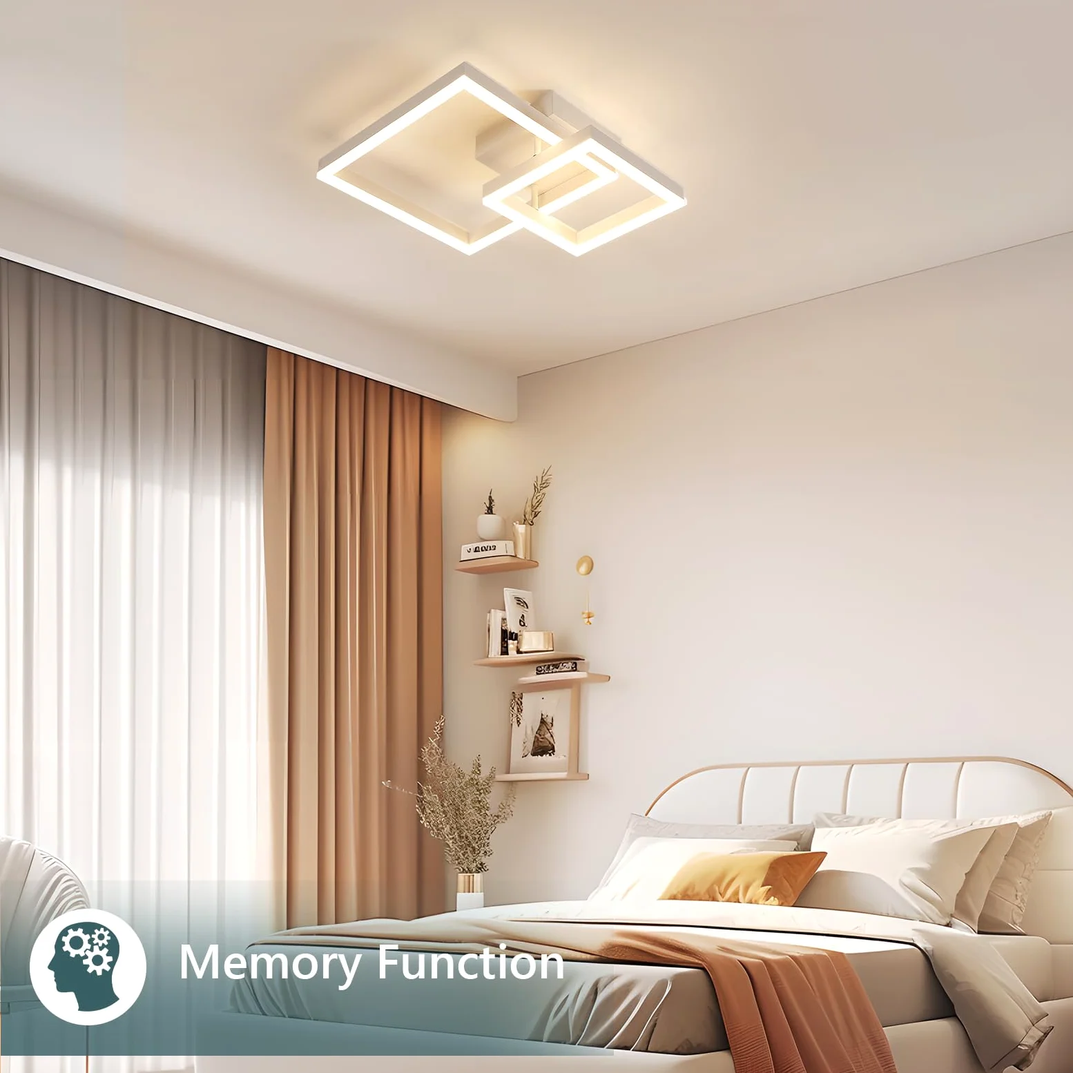 Plafoniera LED Soffitto Dimmerabile, 36W 4050LM Lampadario LED Soffitto con Telecomando 3000K-6500K, Moderna Plafoniera Quadrata per Camera da Letto Soggiorno Cucina Corridoio, Bianco, 52*42*12CM