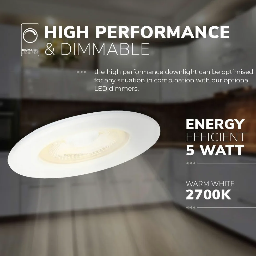 HOFTRONIC 6 faretti LED dimmerabili Nola - Bianco - 5 Watt - 2700K Luce calda - IP65 per interni ed esterni
