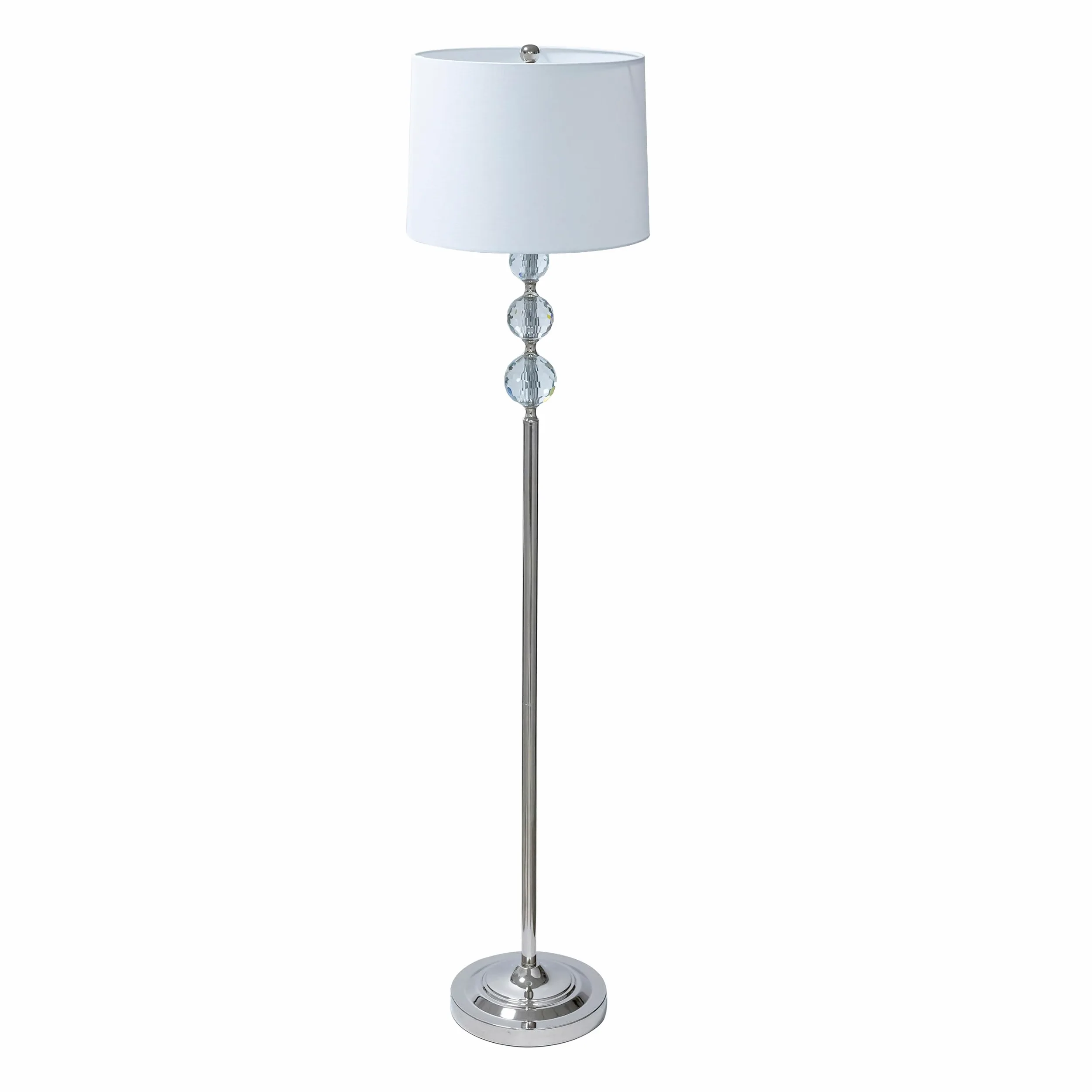 Relaxdays Lampada da Terra, Paralume in Tessuto, Metallo, E27, 155x35,5 cm, Effetto Cristallo