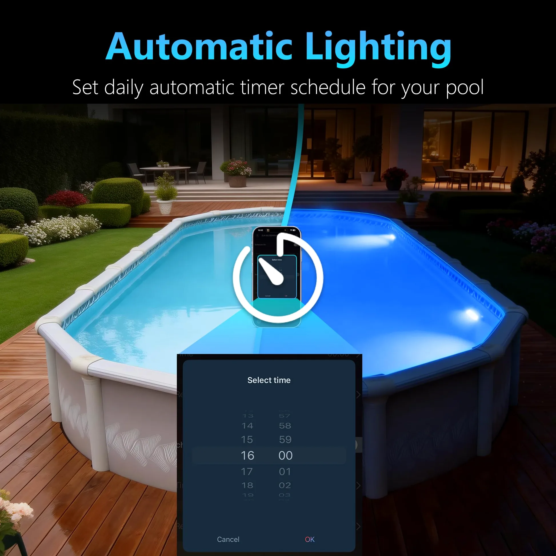 25W Luci Piscina LED con Filettatura 2", 12V RGB Lampade per Piscinas Fuori Terra Acciaio, Controllo APP, Dimmerabile e Timer,IP68 Impermeabile Riempito Resina Faretto Piscinas con Cavo 9,5m