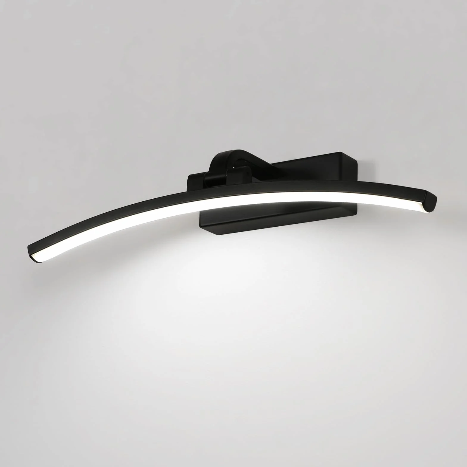 DELIPOP Luce Specchio Bagno Led 40cm Girevole di 180°, 8W Impermeabile IP44 Lampada da Specchio Bagno, Luce per Trucco o Illuminazione Armadio Faretto Moderno, Bianco Freddo 6500K, Nero