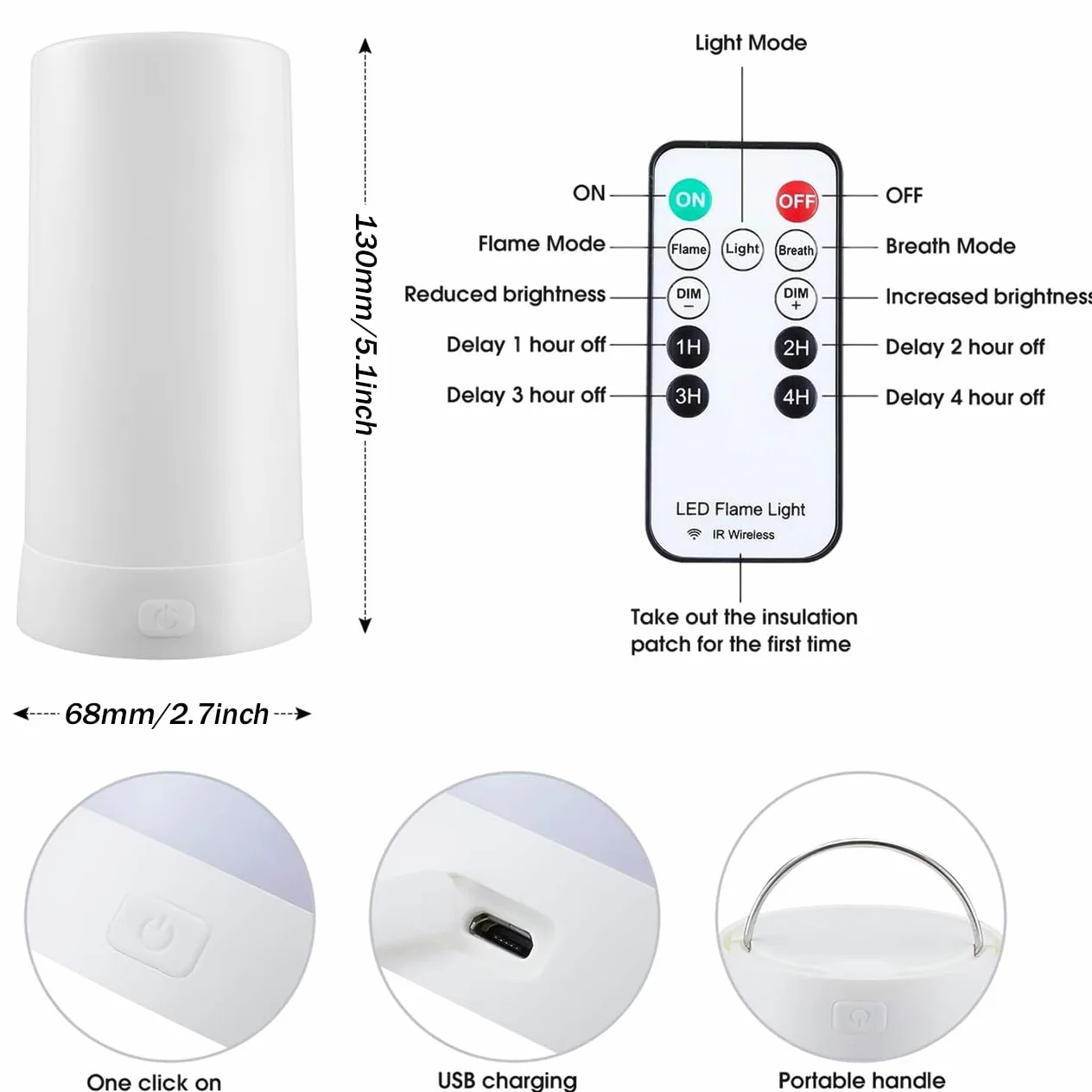 Lampada Effetto Fiamma, Lampada a Fiamma a LED Ricaricabile Tramite USB Impermeabile Luce Notturna a Fiamma con Base Magnetica e Ganci in Metallo per Natale, Feste, Interni ed Esterni