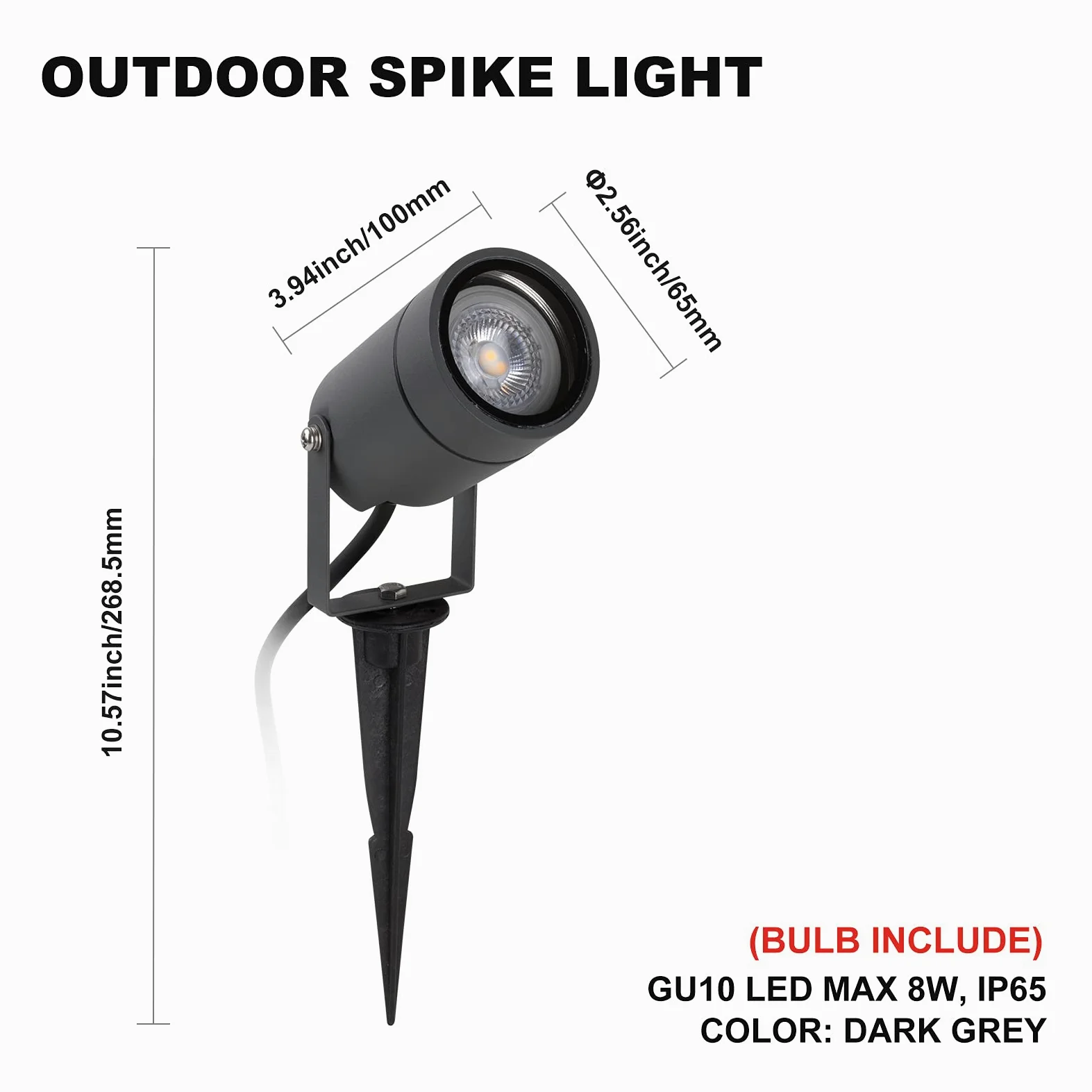 DAWALIGHT 4 Pezzi Faretto da Giardino con Picchetto GU10 LED 5W 3000K Bianco caldo IP65 Impermeabile Luci a Picchetto da Giardino per Terrazza Prato Vialetto, Alluminio, Grigio scuro