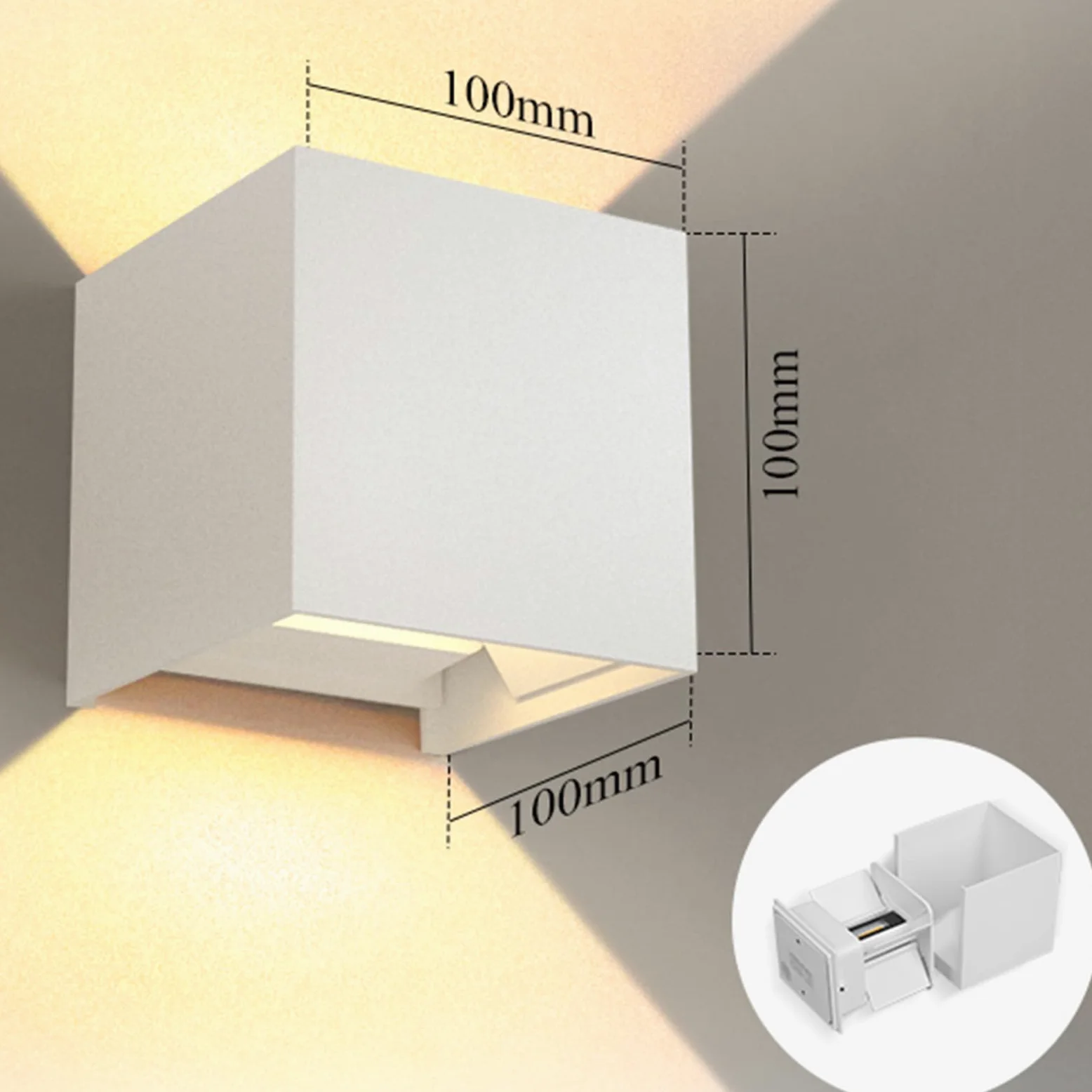 2 Pezzi LED Applique da Parete Moderno, 12W 3000K Luce Calda, Interno/Esterno MOKEKA IP65 Impermeabile, Alluminio Quadrata Con Angolo del Fascio Regolabile (Luce Calda-3000K)