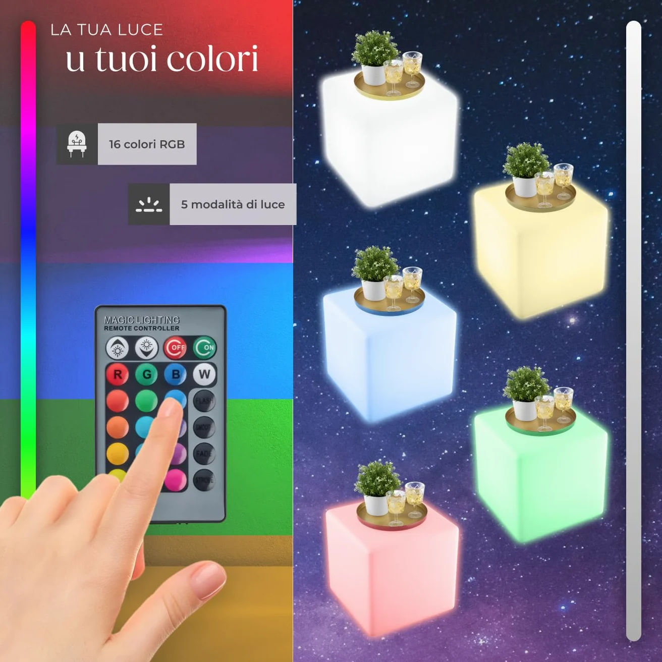 tectake® Cubo luminoso LED
