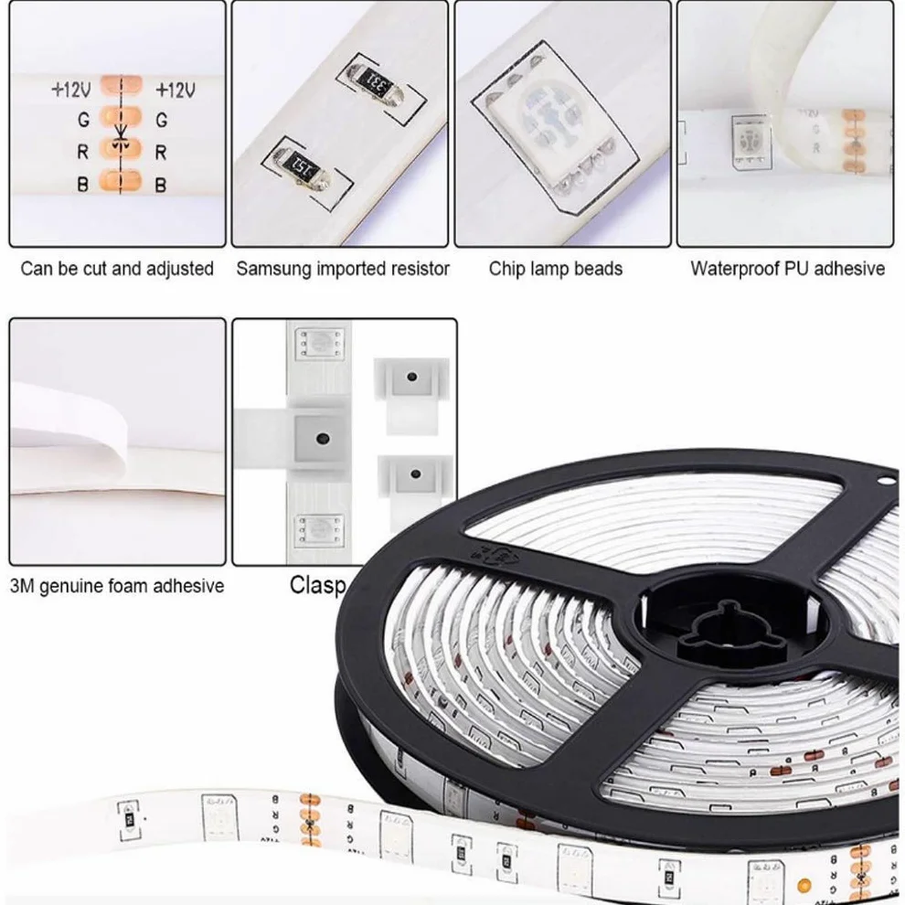 Striscia LED 5M, WiFi Luci LED Colorate Smart Phone Strisce LED Compatibile RGB SMD 5050 Musica SYNC LED Strip Controllo App E 24 Tasti Telecomando RF per Casa Cucina Festa TV Decorazione,20M