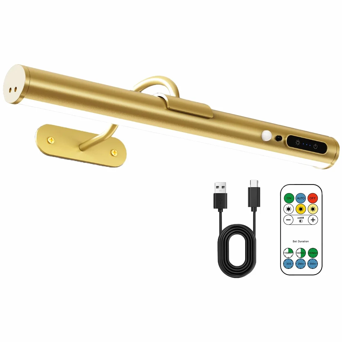 Applique da parete senza fili con Sensore di Movimento, Luce specchio bagno ricaricabile con telecomando e calamita,lampada LED parete per fotografica, muro, interno,wireless wall light
