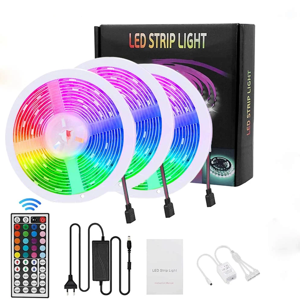 Striscia LED 5M, WiFi Luci LED Colorate Smart Phone Strisce LED Compatibile RGB SMD 5050 Musica SYNC LED Strip Controllo App E 44 Tasti Telecomando RF per Casa Cucina Festa TV Decorazione,15M