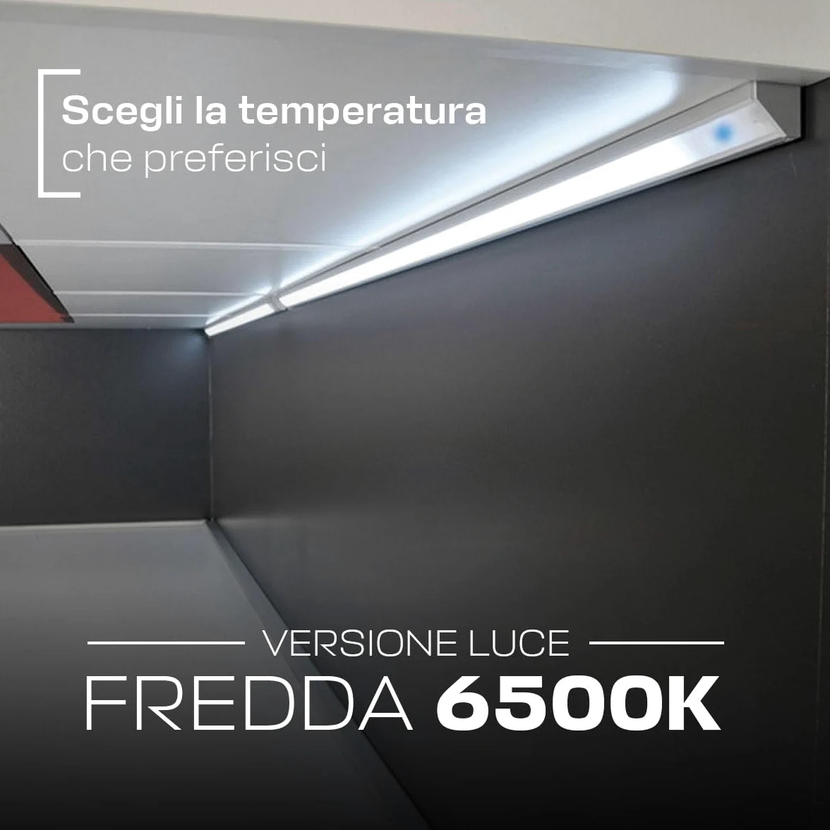 Barretta a Led Angolare con Misura Personalizzabile da 30cm a 200cm - Lampada LED per sottopensili piano cottura scrivania e piano di lavoro - Dimmerabile (180 cm, Luce Naturale 4000K)